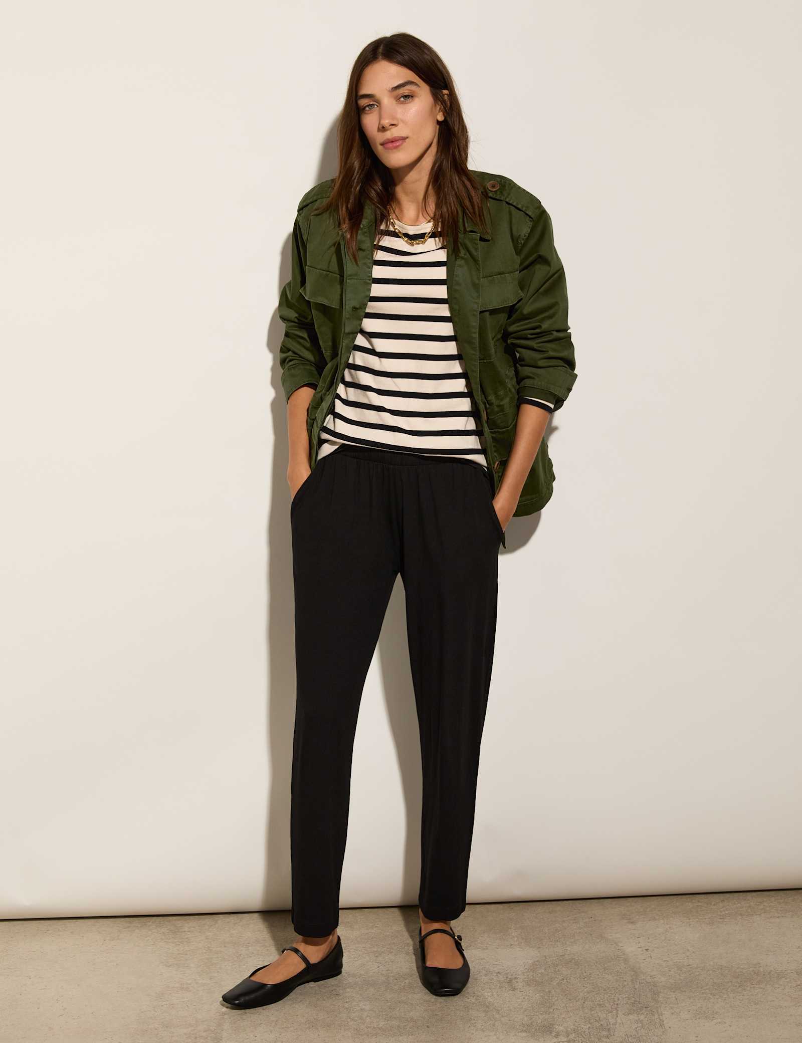 Jersey Elasticated Waist Tapered Trousers - image 1