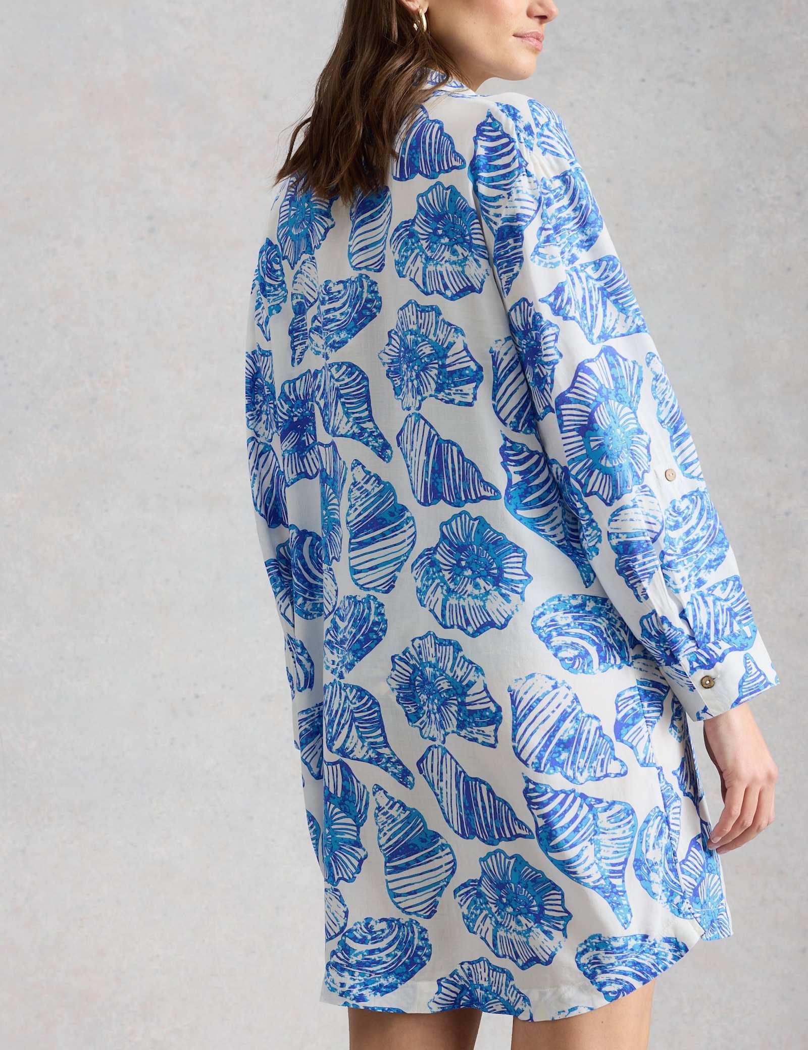 Shell Print Beach Cover Up Shirt - image 4