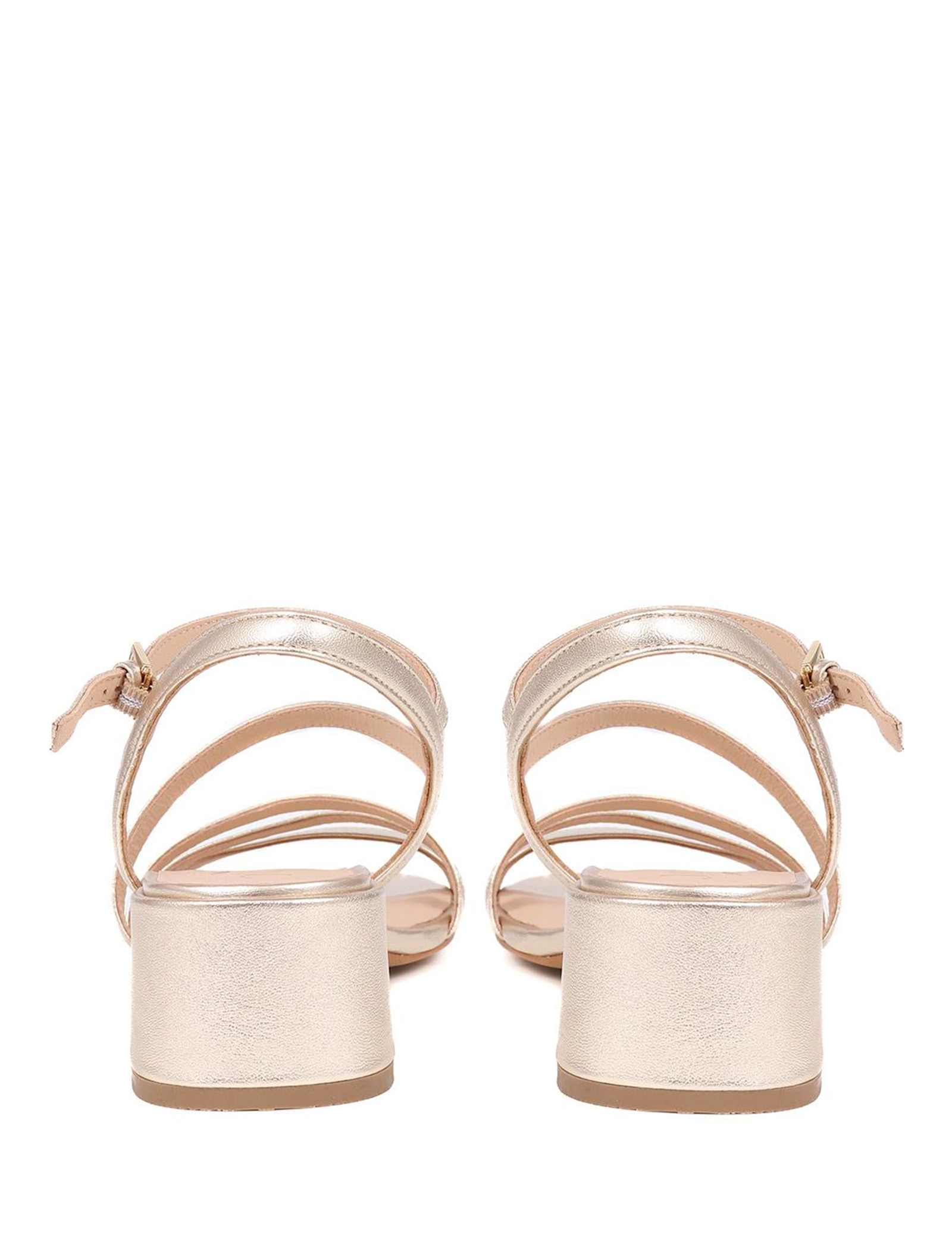 Leather Metallic Strappy Block Heel Sandals - image 4