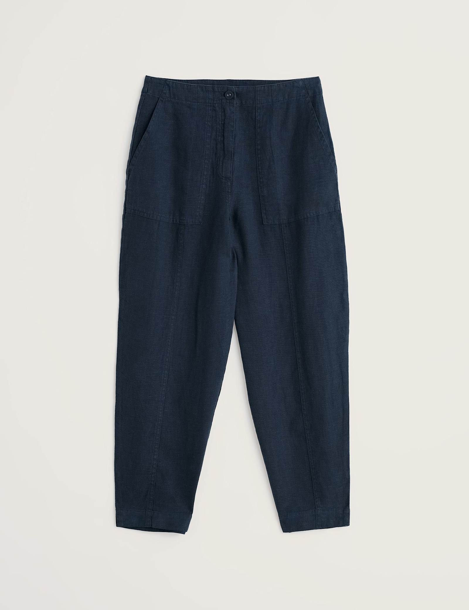 Pure Linen Straight Leg Cropped Trousers - image 3