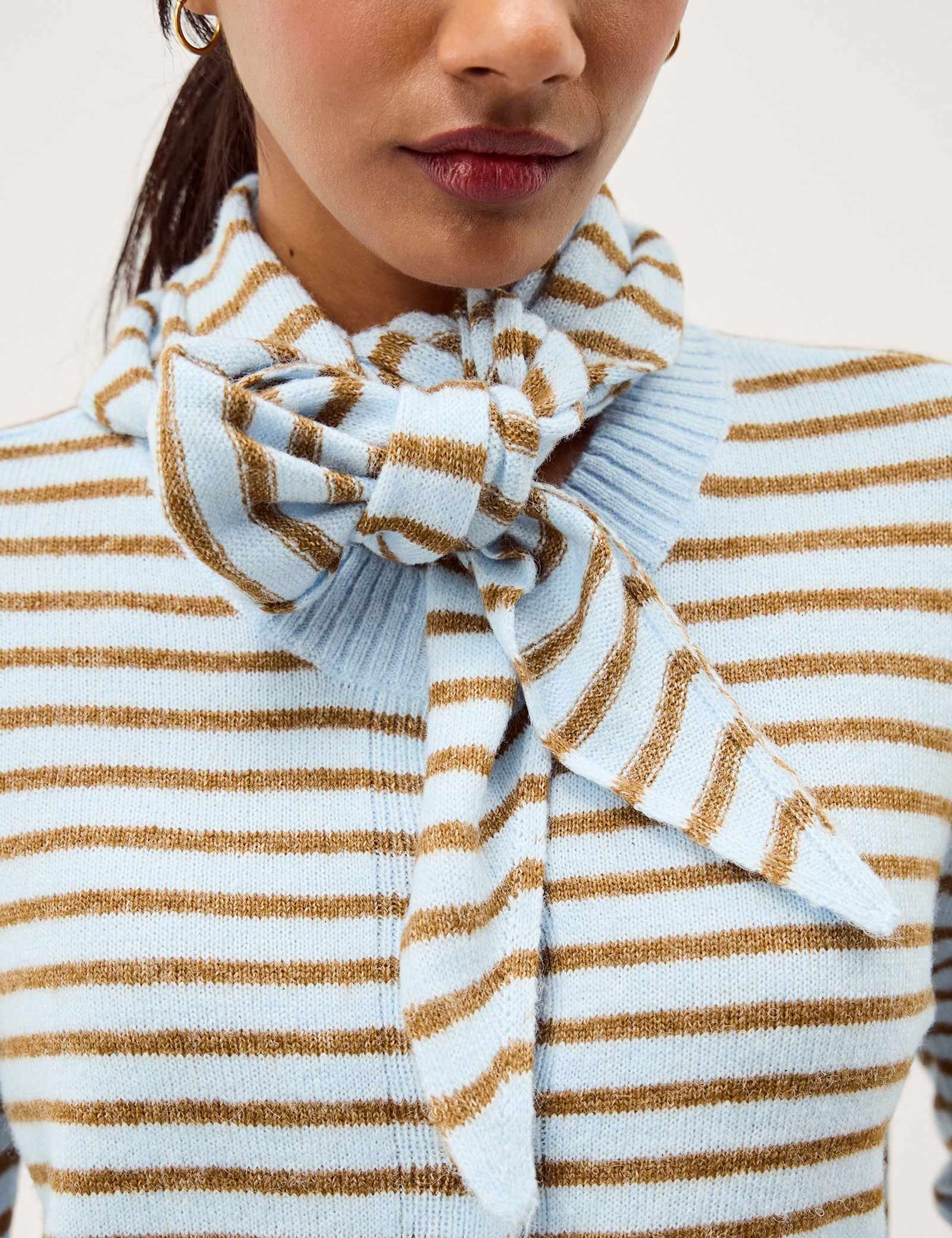Striped Scarf Button Front Cardigan - image 4