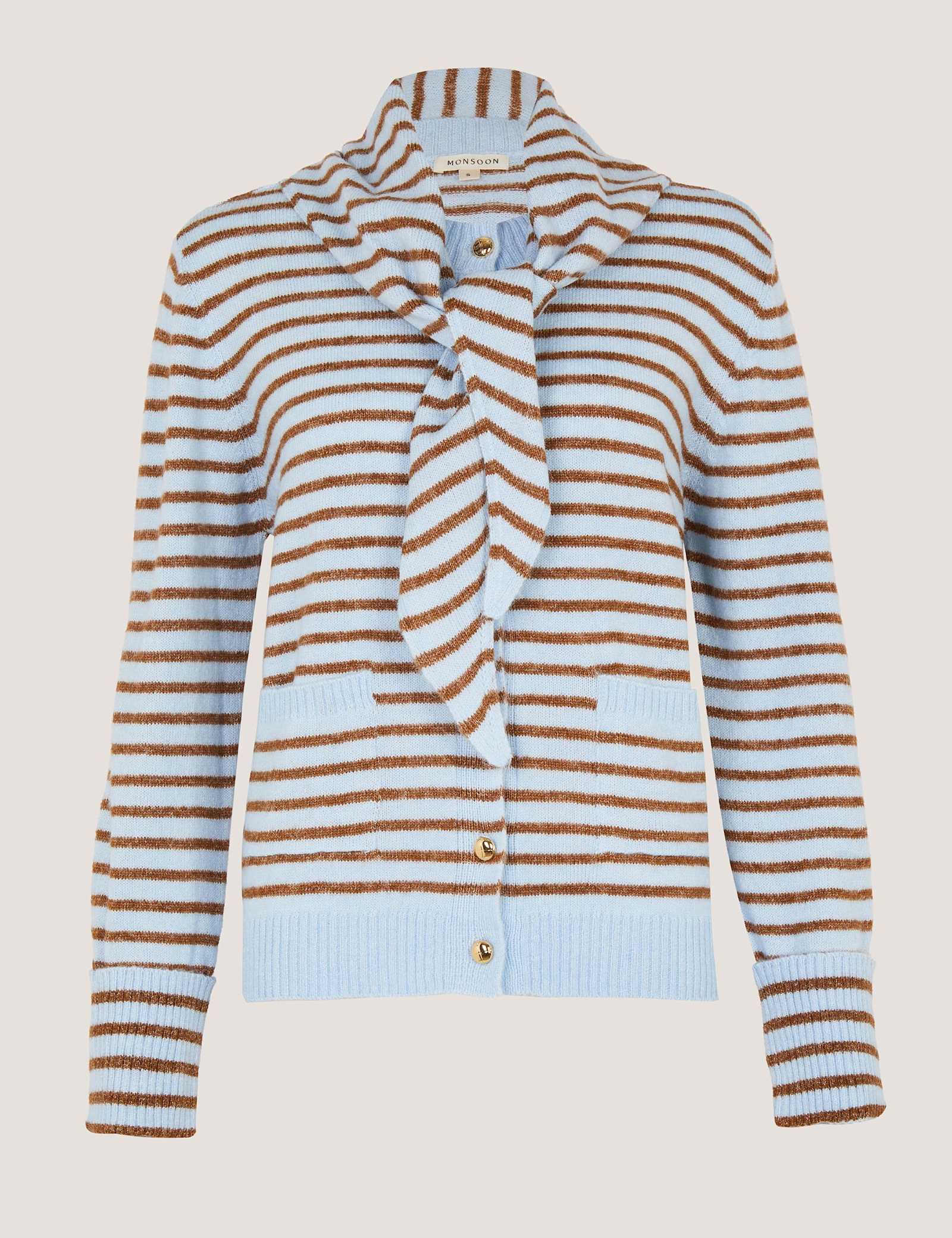 Striped Scarf Button Front Cardigan - image 1