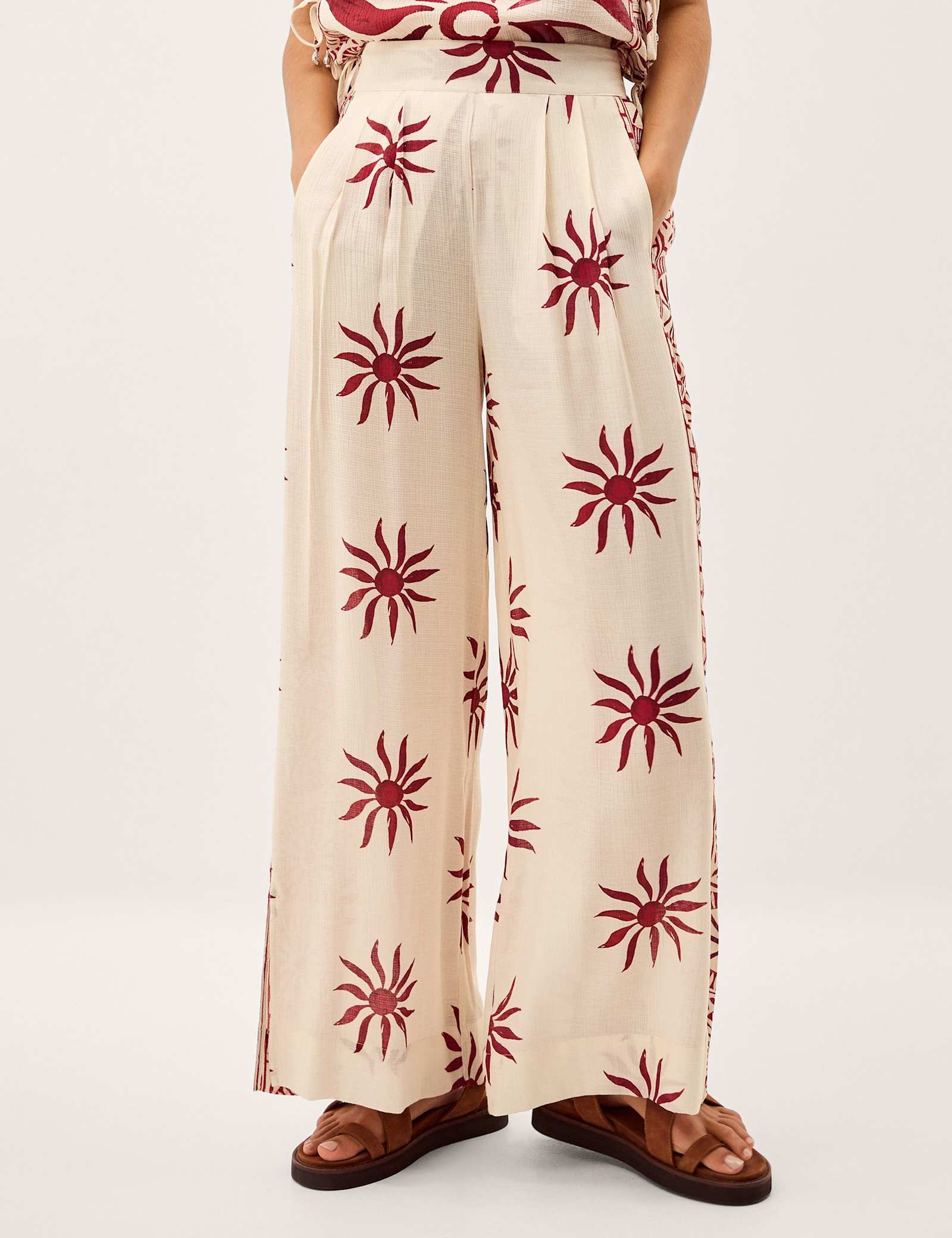 Sun Print Wide Leg Trousers - image 1