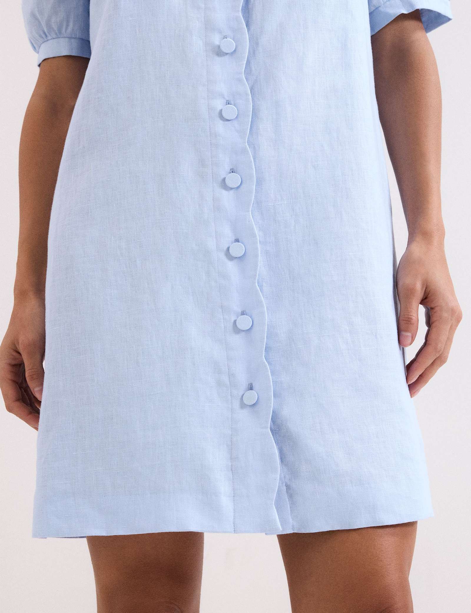 Linen Blend Mini Shirt Dress - image 3