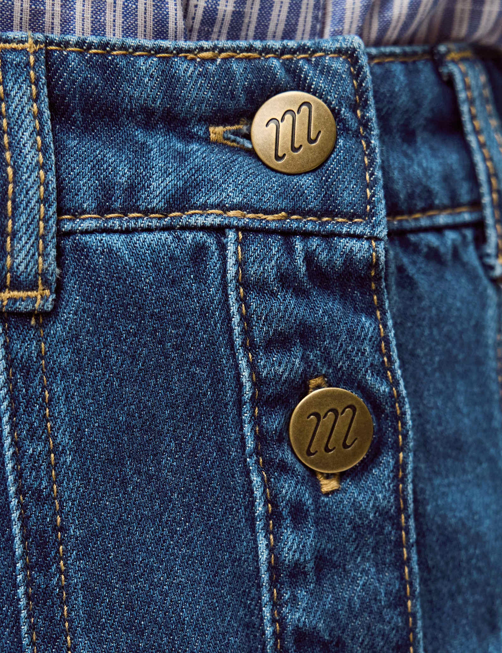 Denim Button Front Midi Skirt - image 5