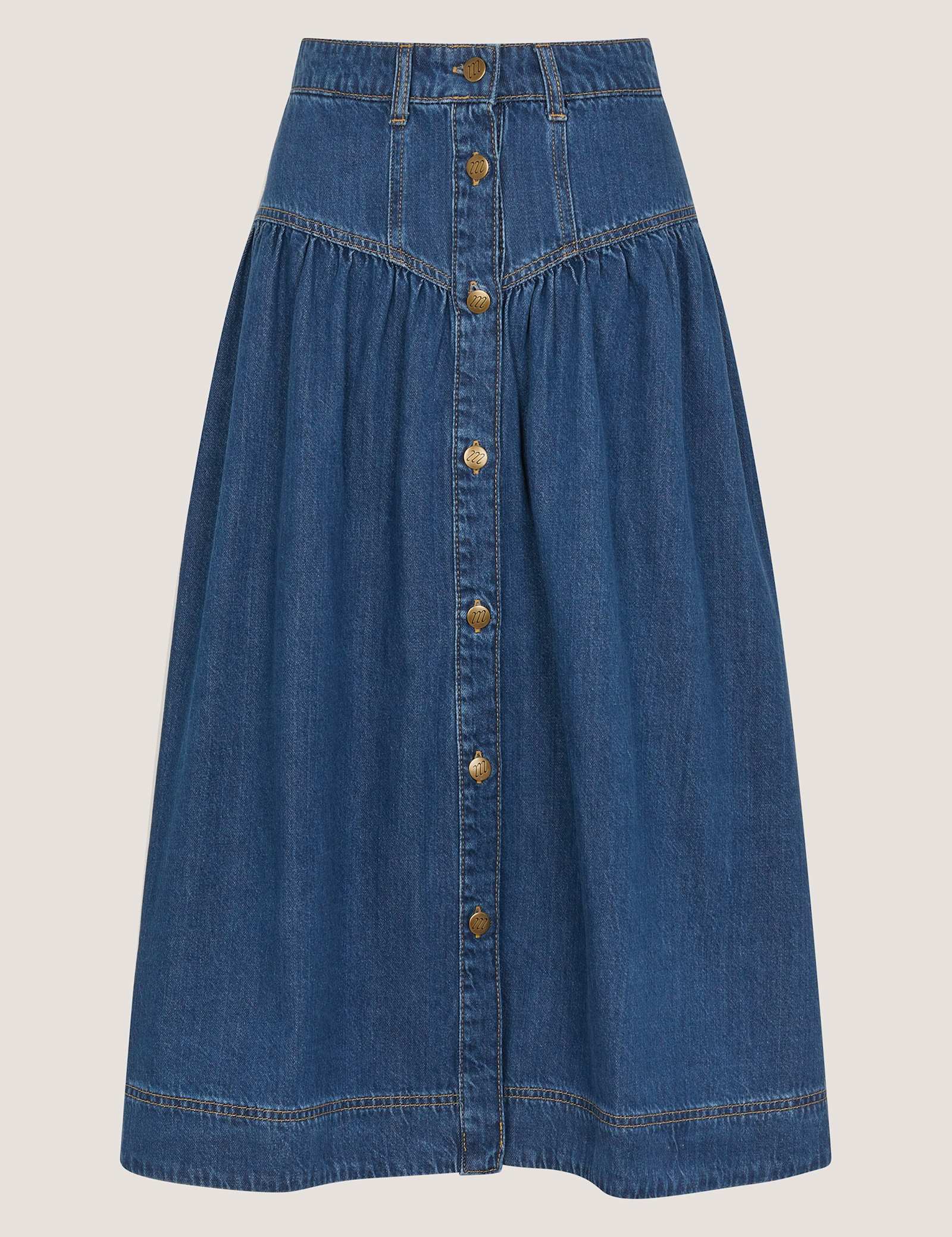 Denim Button Front Midi Skirt - image 1
