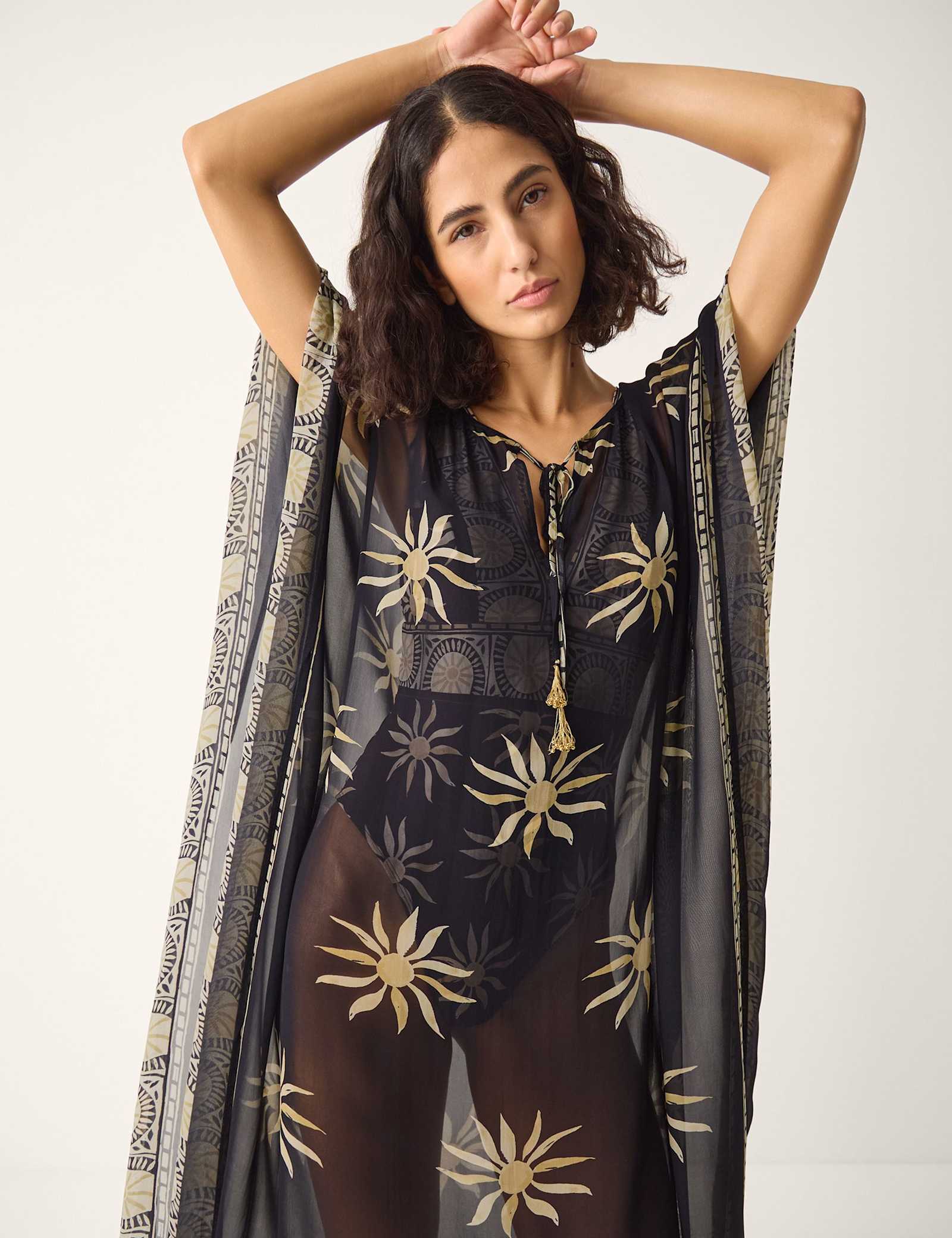 Printed Tie Neck Midi Kaftan - image 3