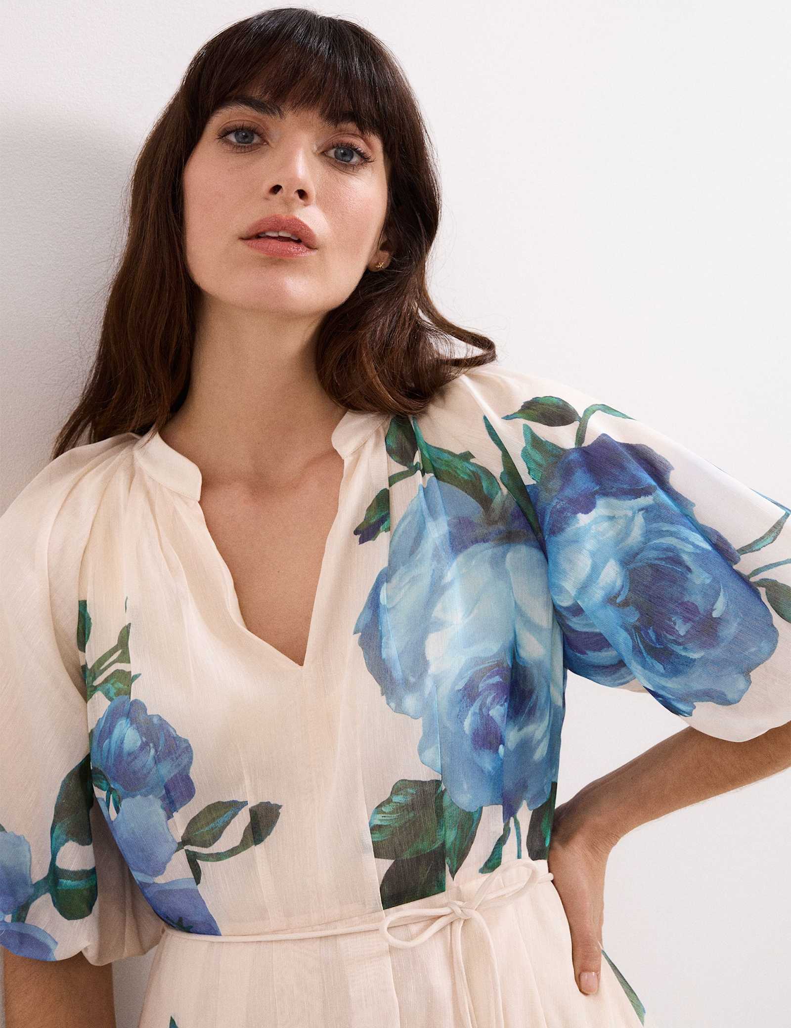 Lyocell Blend V-Neck Floral Midi Dress - image 4