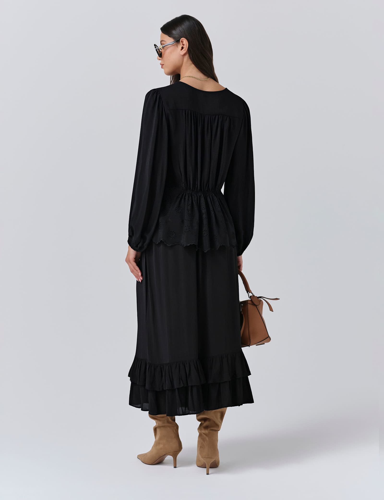 Crepe Broderie V-Neck Blouse - image 4