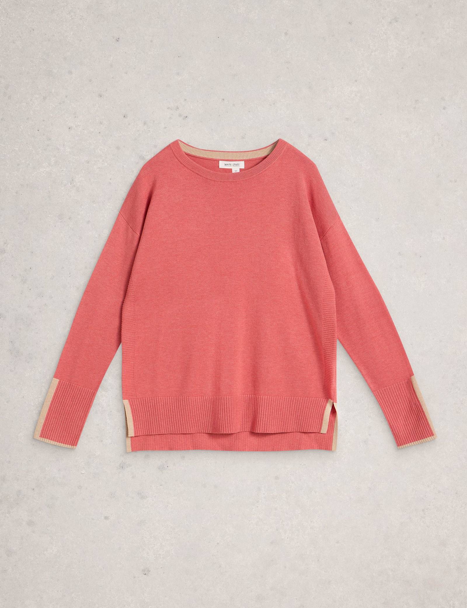 Cotton Rich Crew Neck Stepped Hem Jumper - image 2