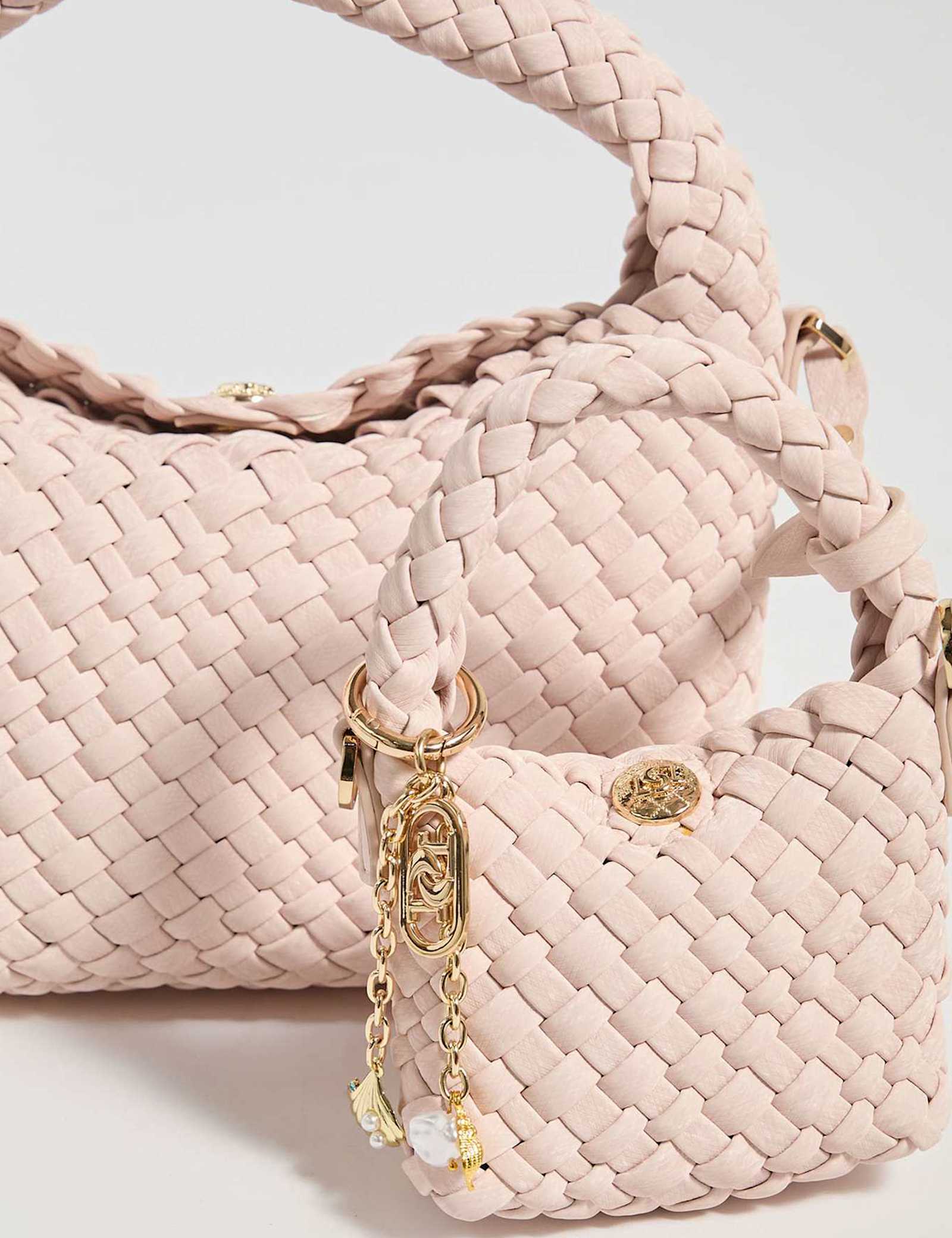 Faux Leather Woven Bag Charm - image 3