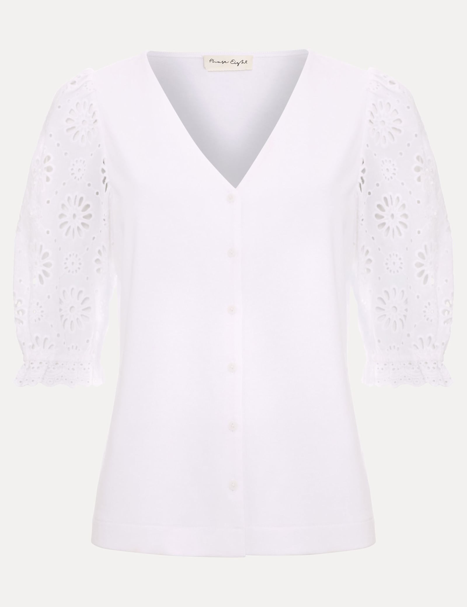 Pure Cotton Broderie V-Neck Top - image 1