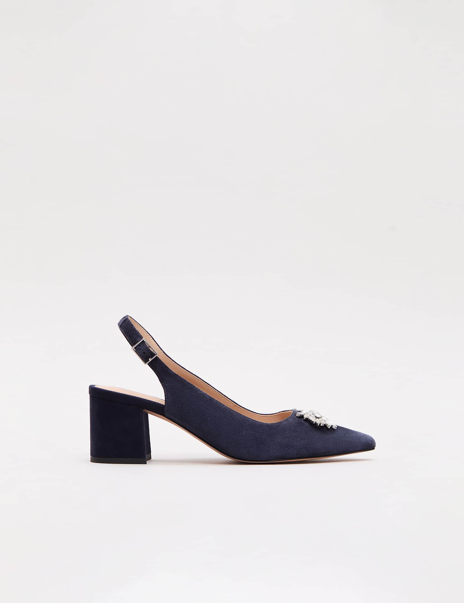 Suede Sparkle Block Heel Slingback Shoes - image 2