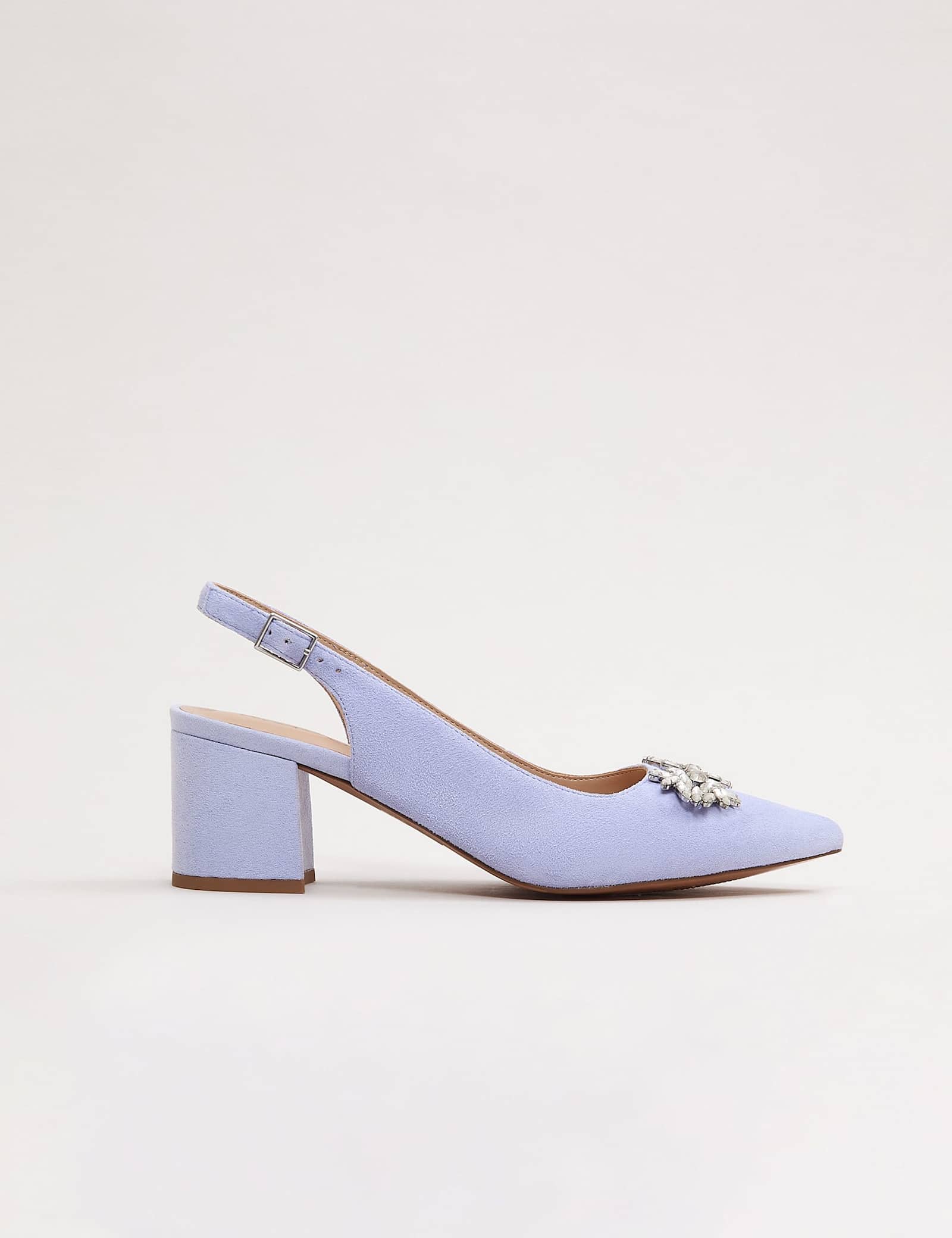 Suede Sparkle Block Heel Slingback Shoes - image 1