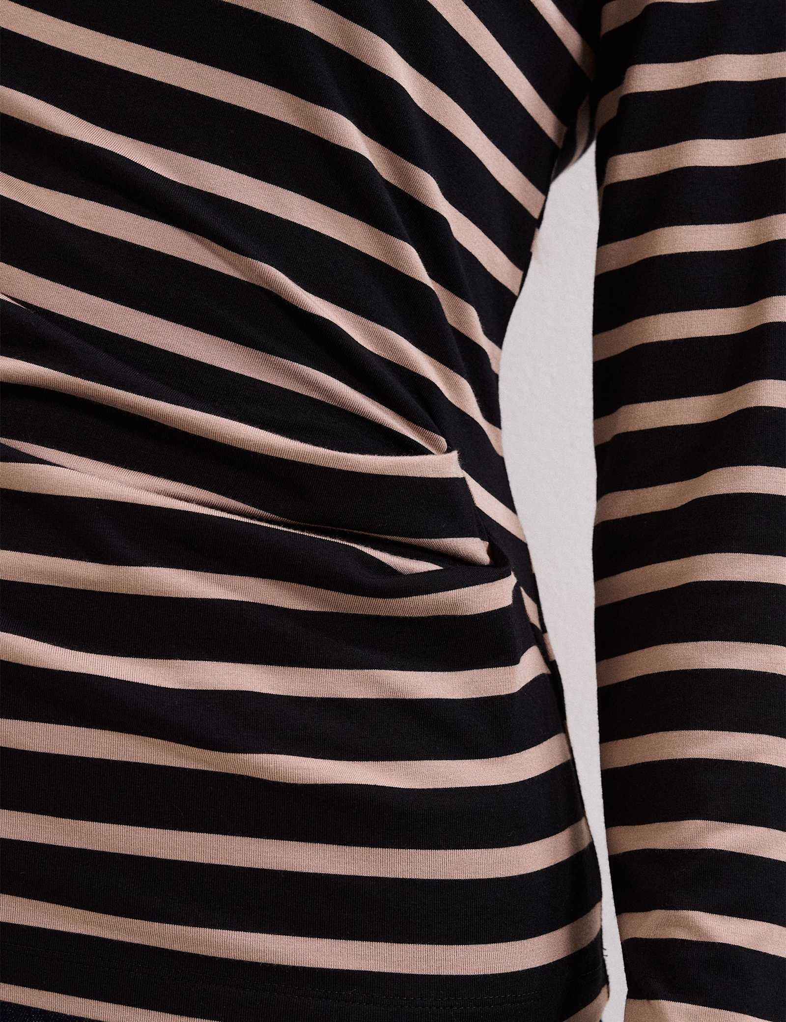 Draped Striped Slash Neck Top - image 5