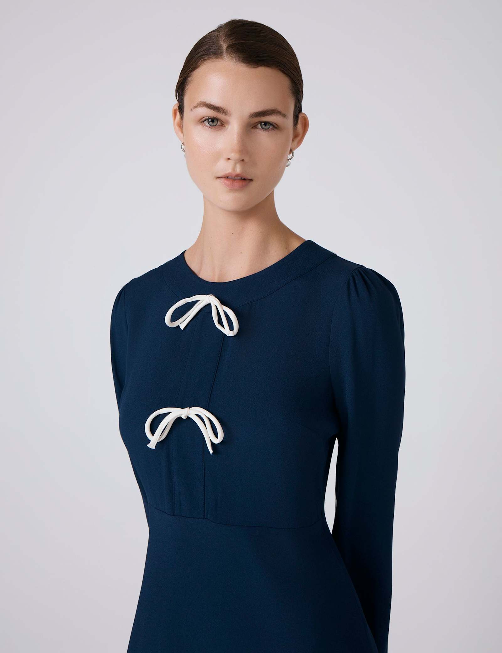 Crepe Tie Front Midi Skater Dress - image 3