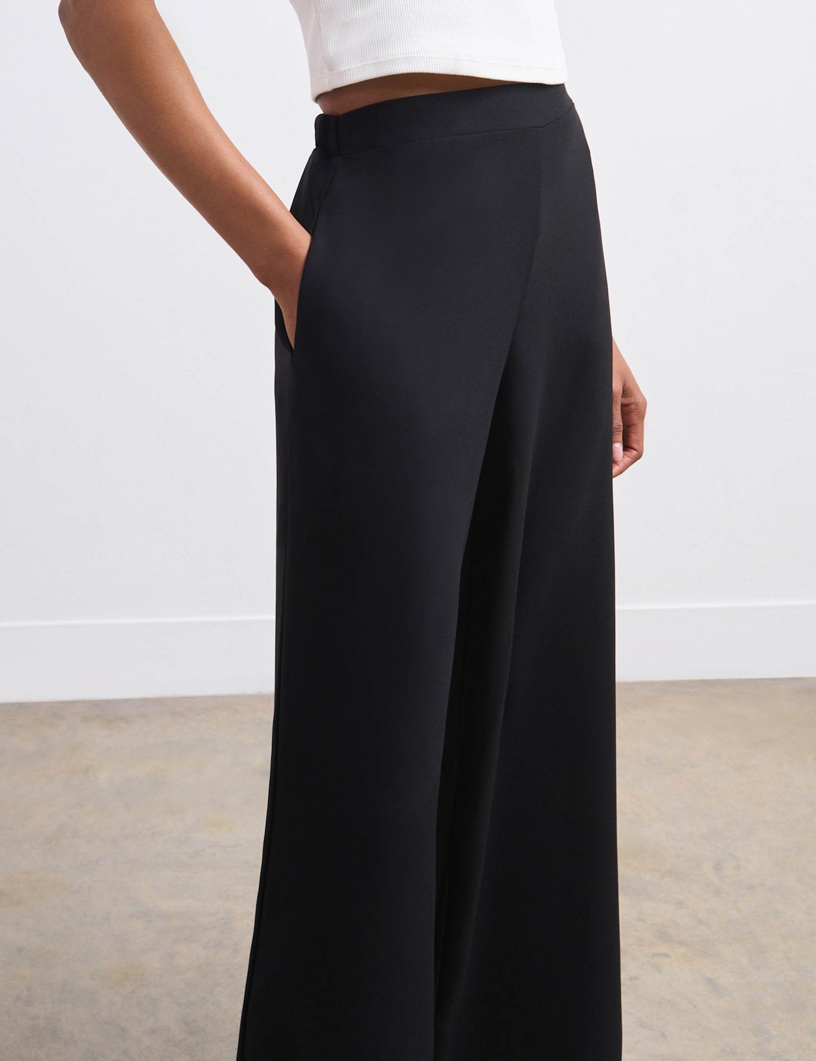 Crepe High Waisted Wide Leg Trousers - image 3