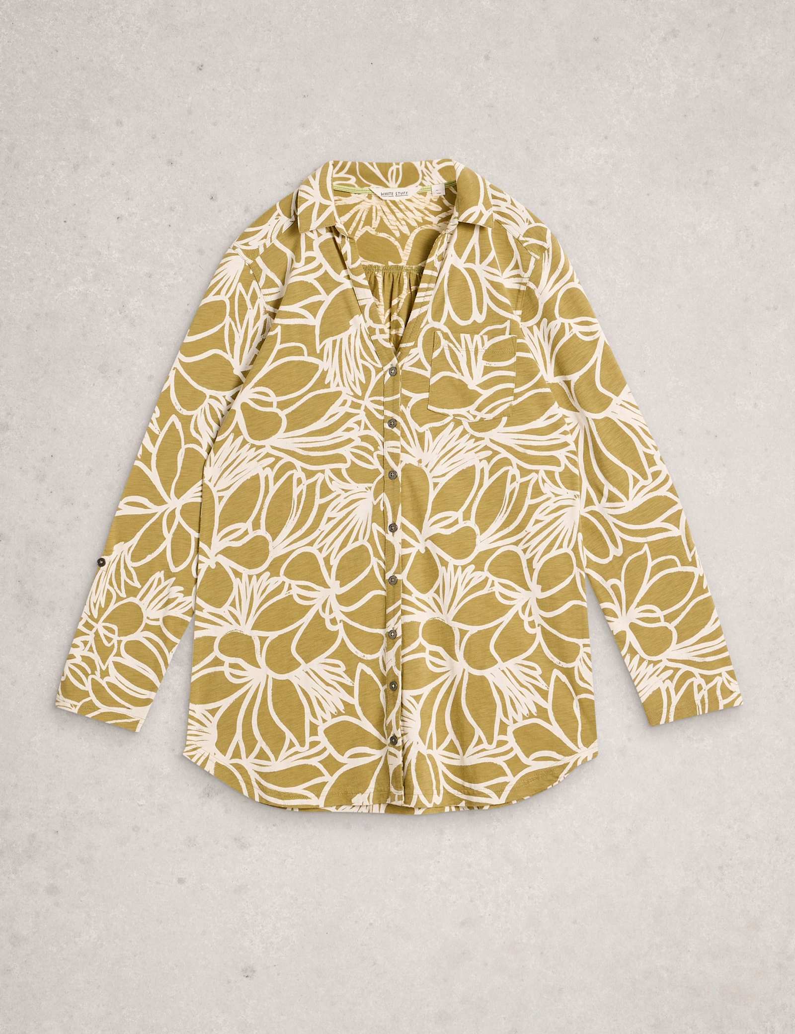 Pure Cotton Floral Collared Longline Shirt - image 1