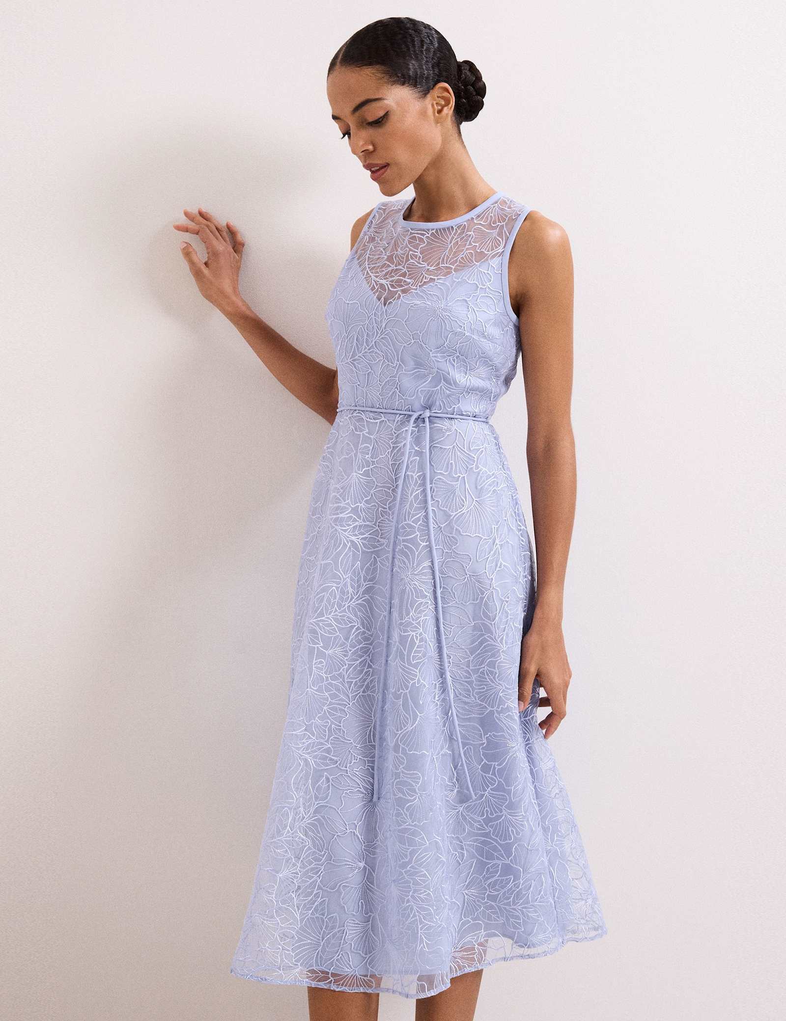 Lace Belted Midi Shift Dress - image 4