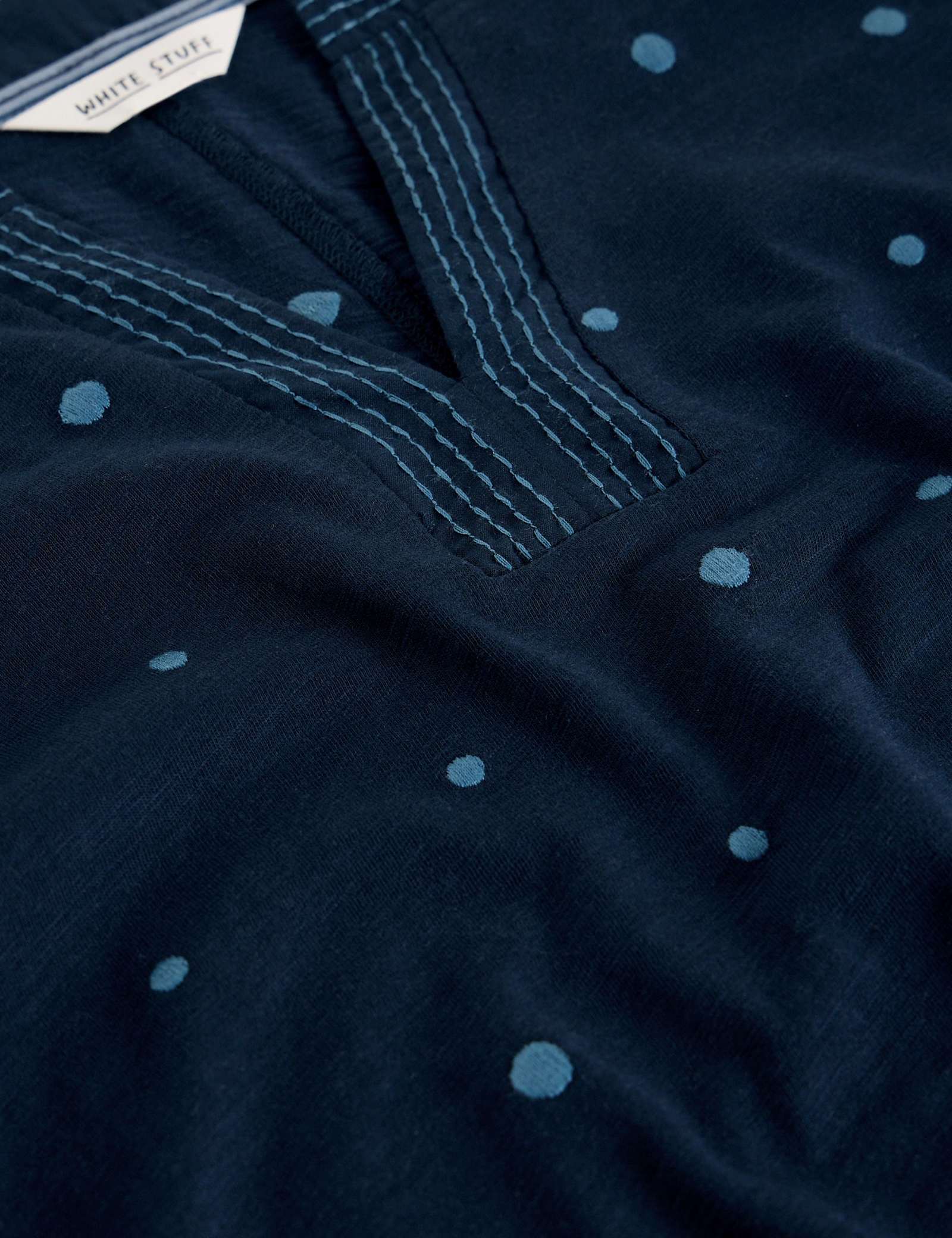 Pure Cotton Embroidered Notch Neck Top - image 3