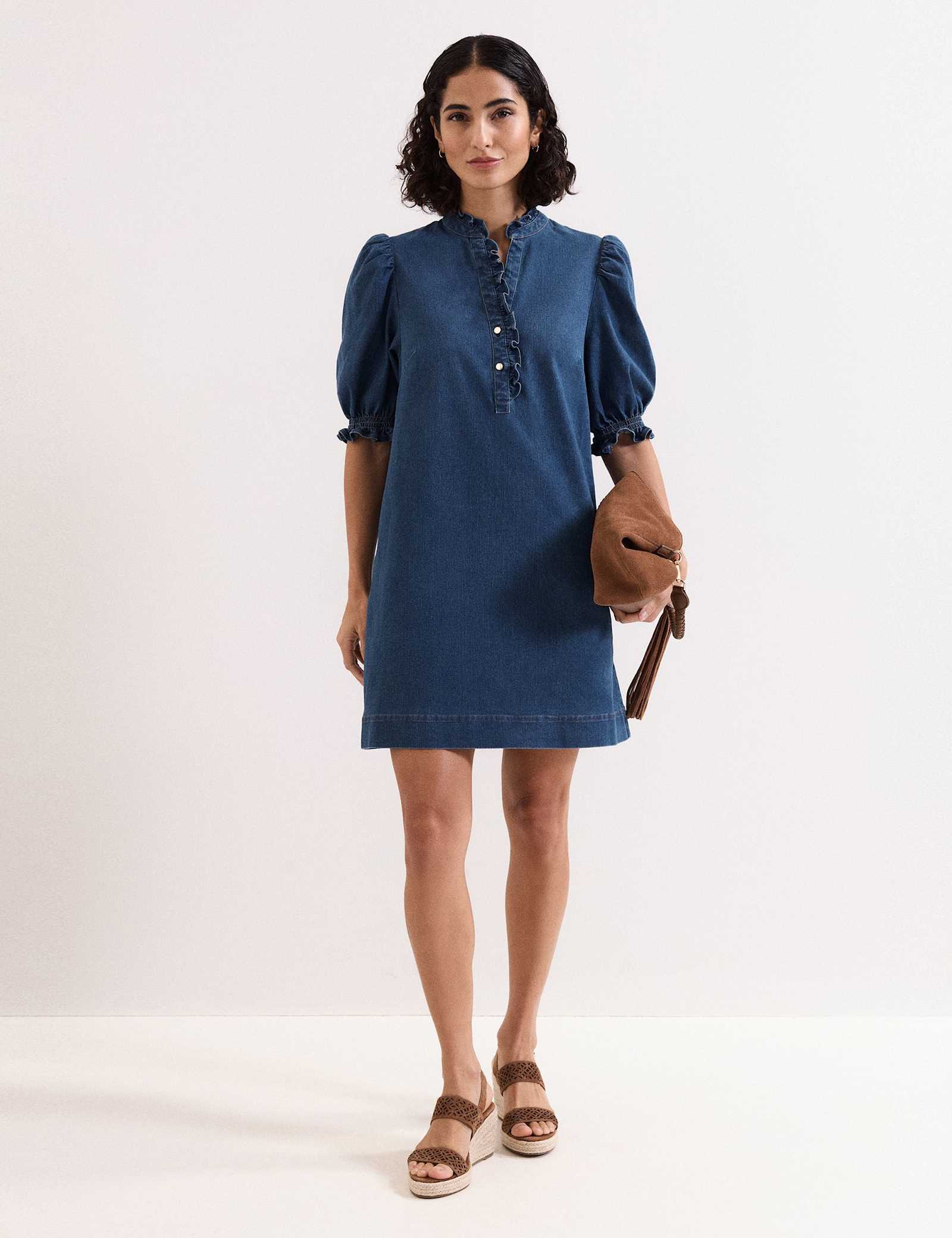 Denim Mini Shift Dress - image 5