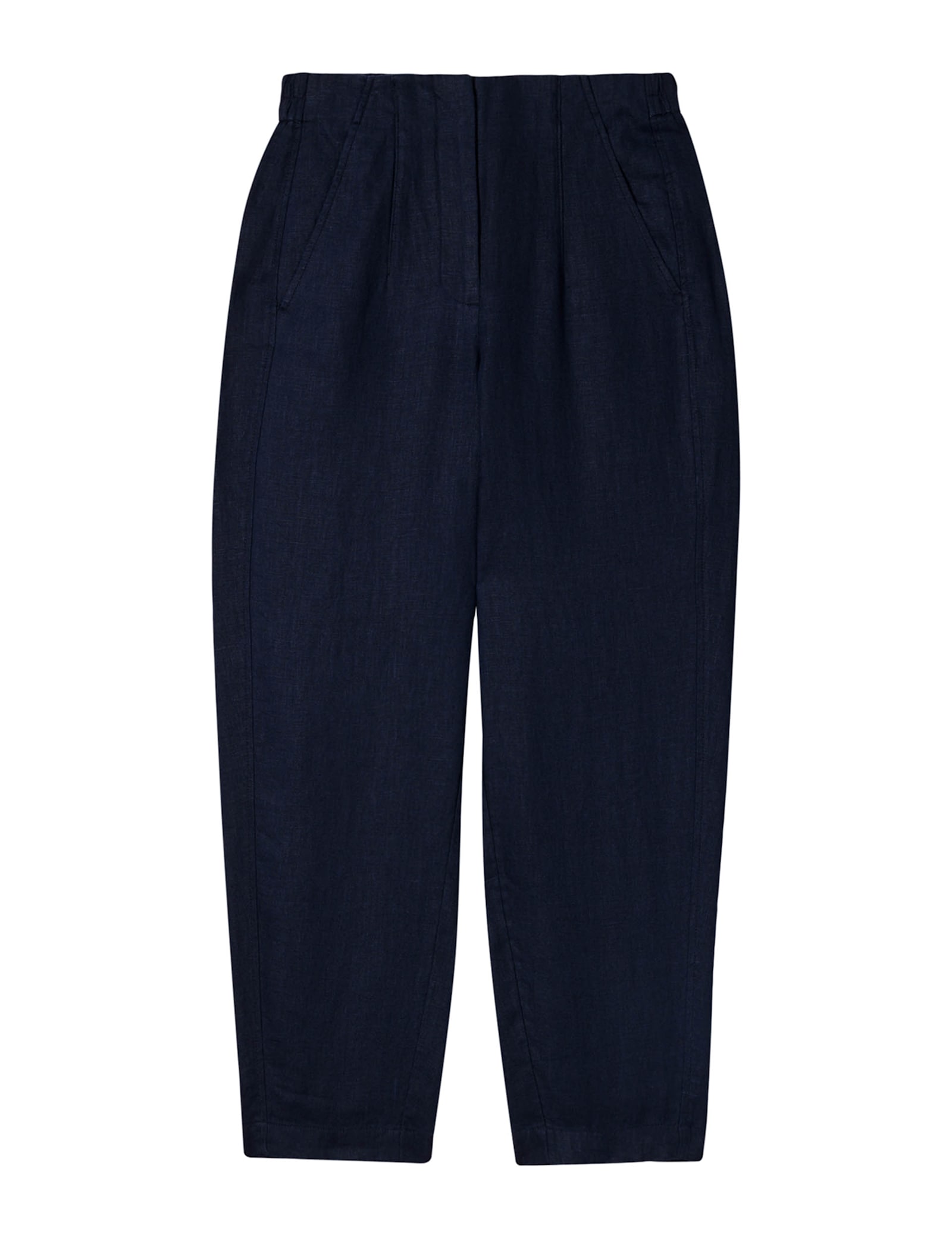 Pure Linen Barrel Leg Ankle Grazer Trousers - image 1