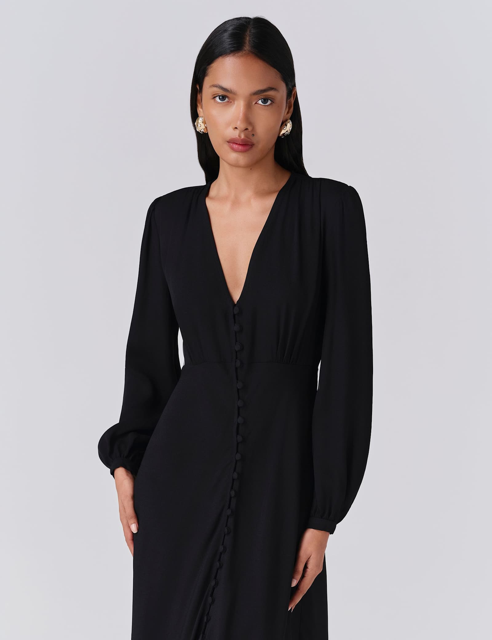 Crepe Button Through Midi Skater Dress - image 3