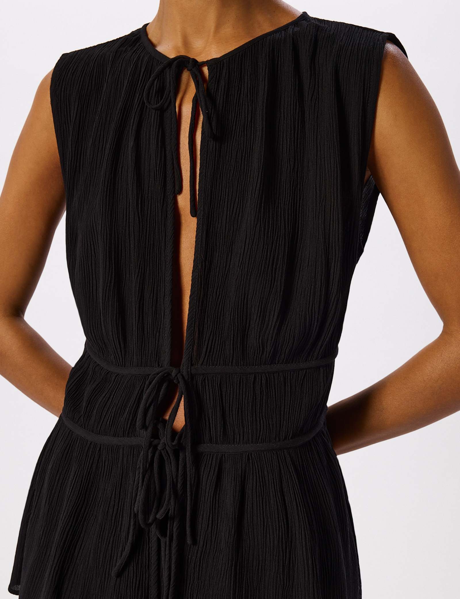 Textured Tie Fastening Beach Cover Up Shirt - image 3