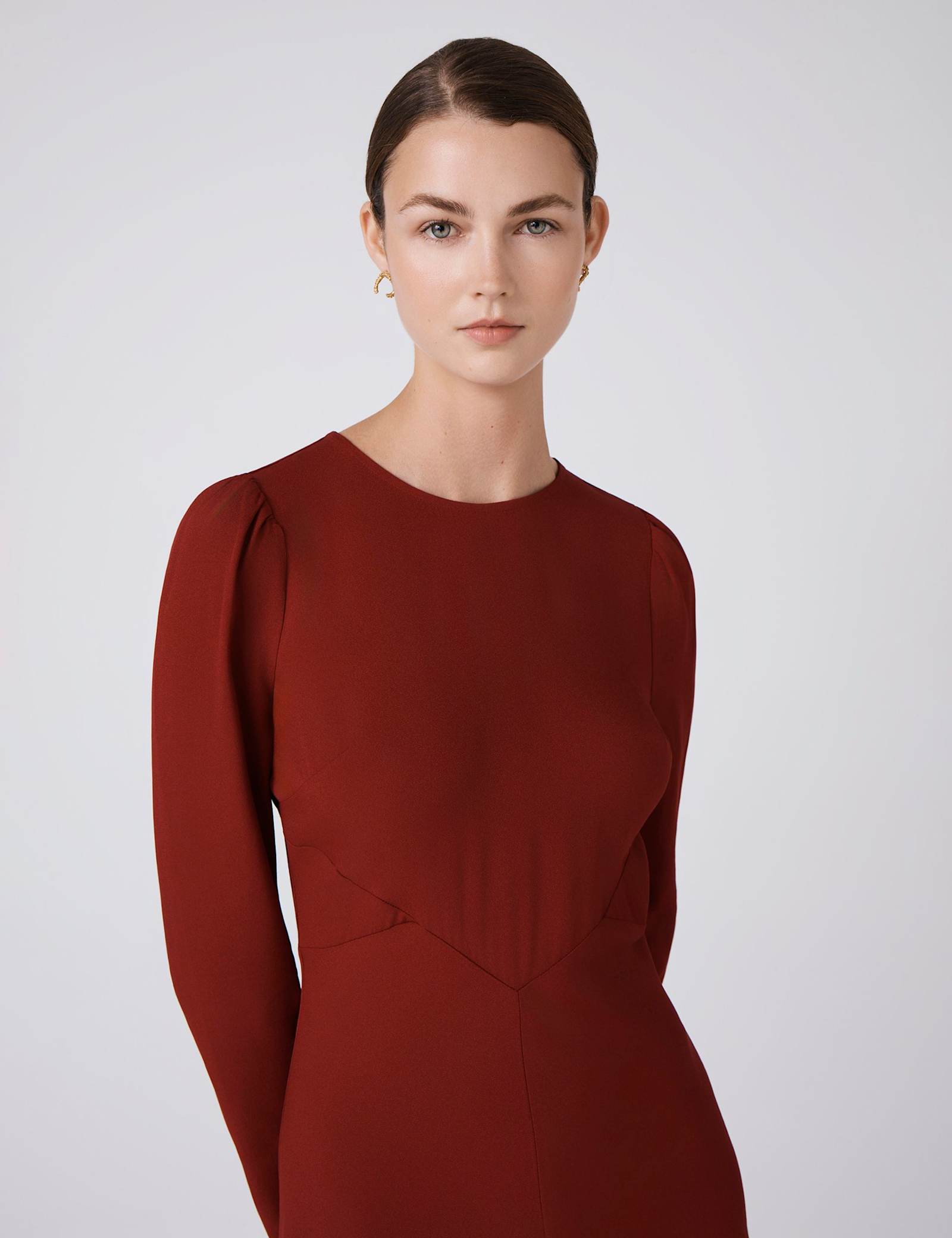 Crepe Midi Waisted Dress - image 3