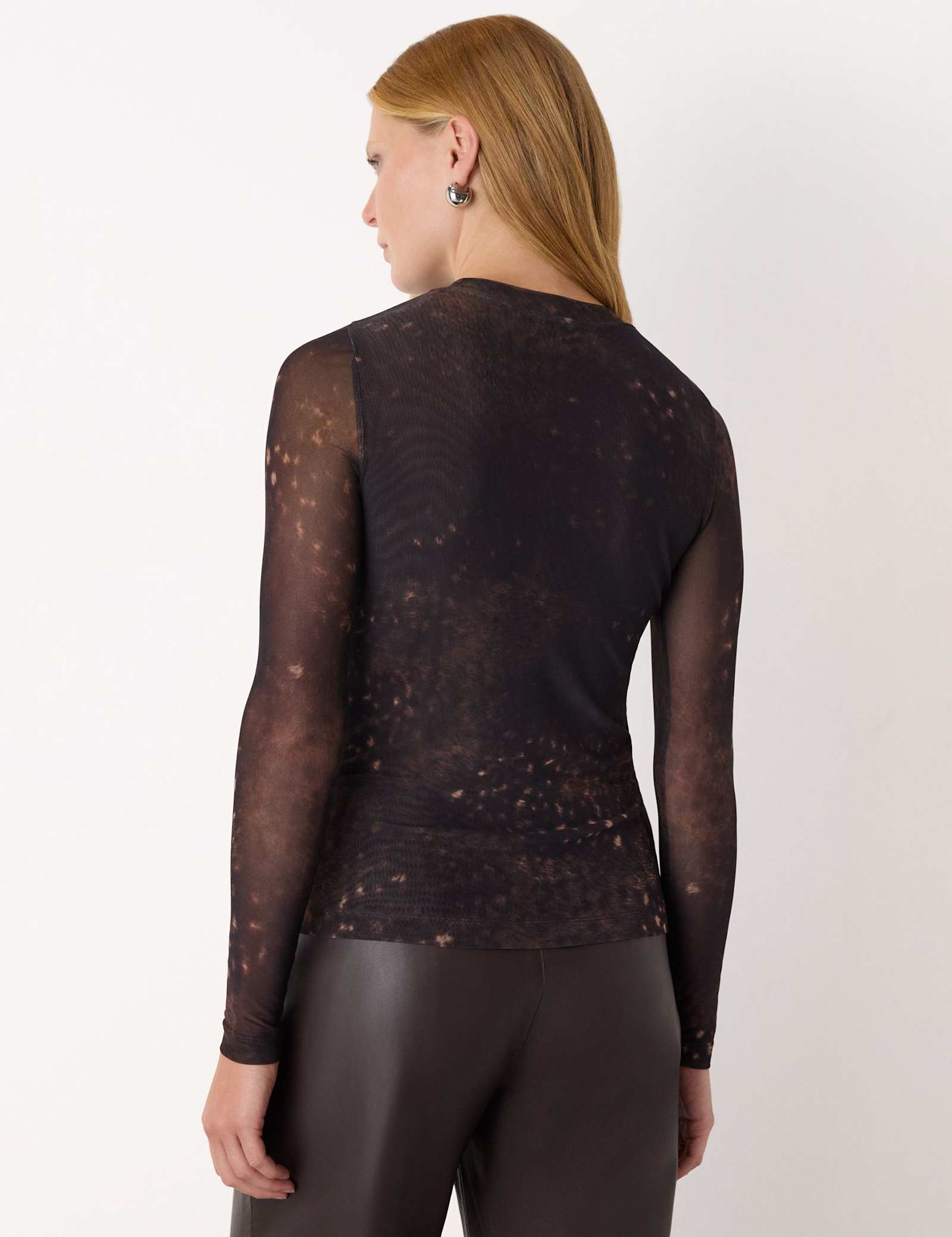 Mesh Spotted Animal Print Top - image 4
