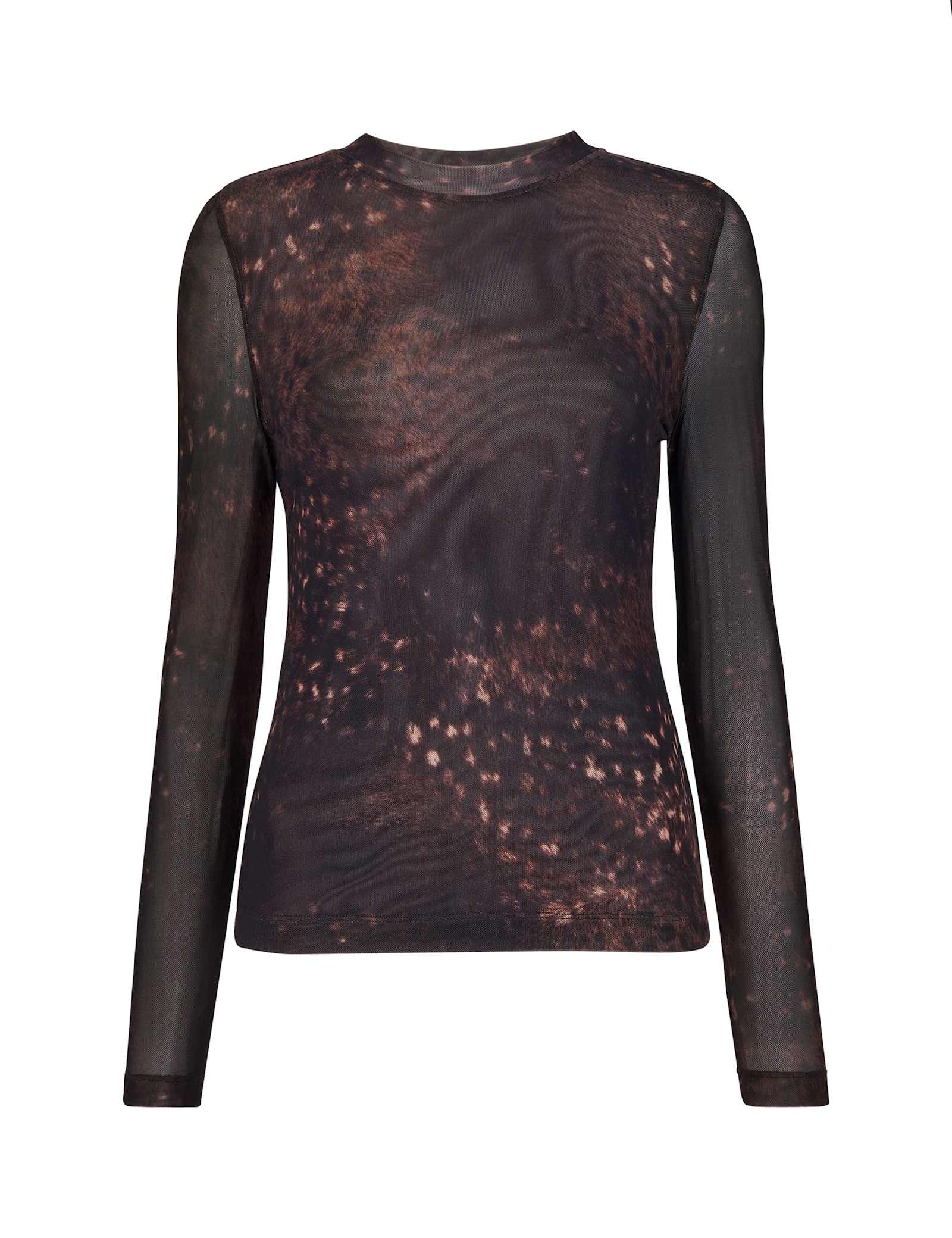 Mesh Spotted Animal Print Top - image 1