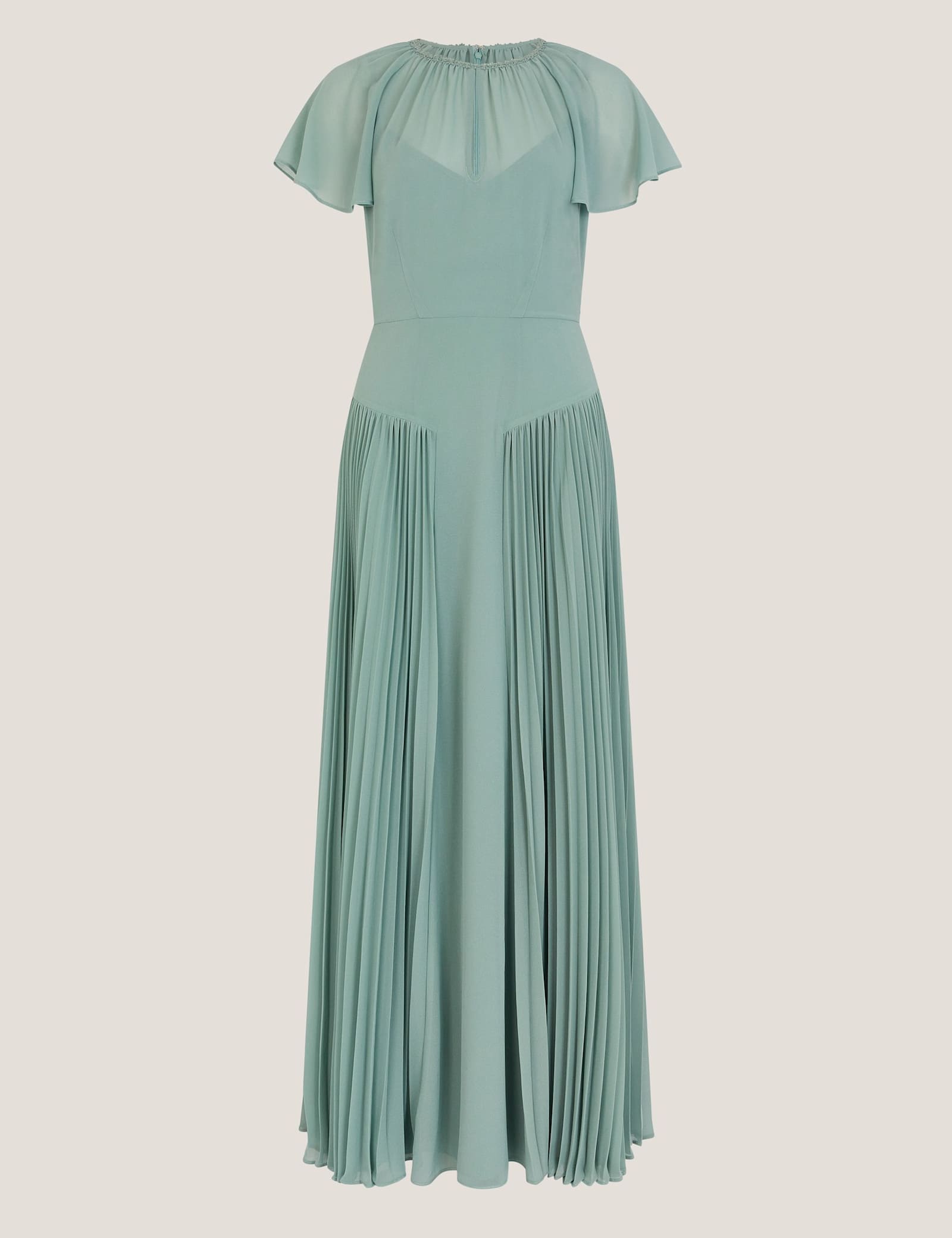 Pleated Angel Sleeve Maxi Skater Dress - image 2