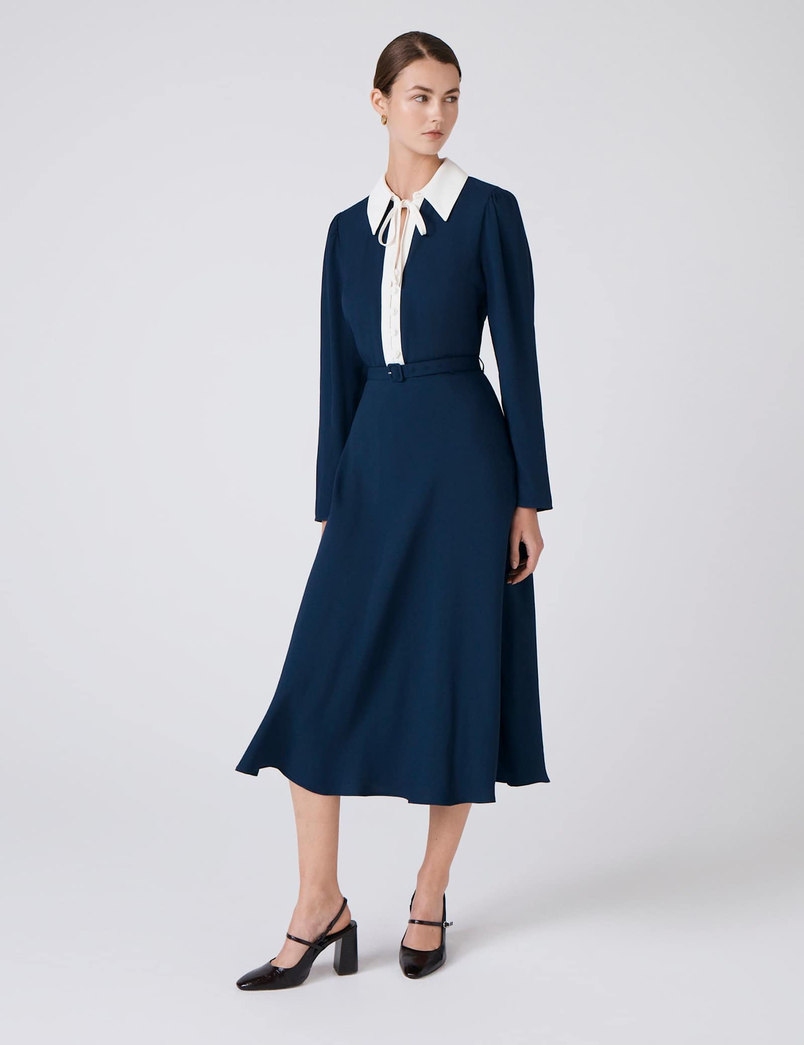 Pure Cotton Crepe Collared Midi Dress - image 5