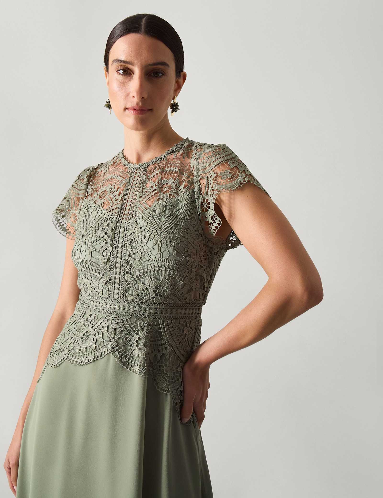Lace Round Neck Maxi Skater Dress - image 3