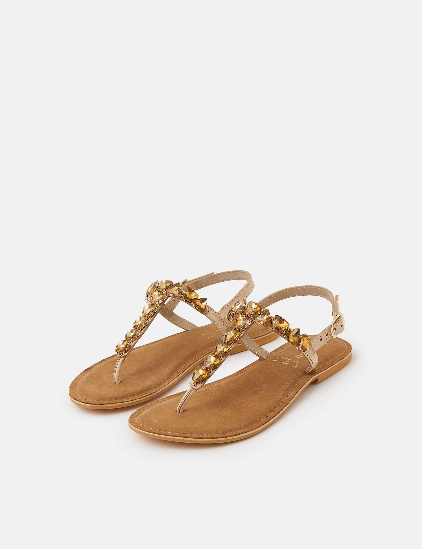 Embellished Ankle Strap Flat Sandals - image 3