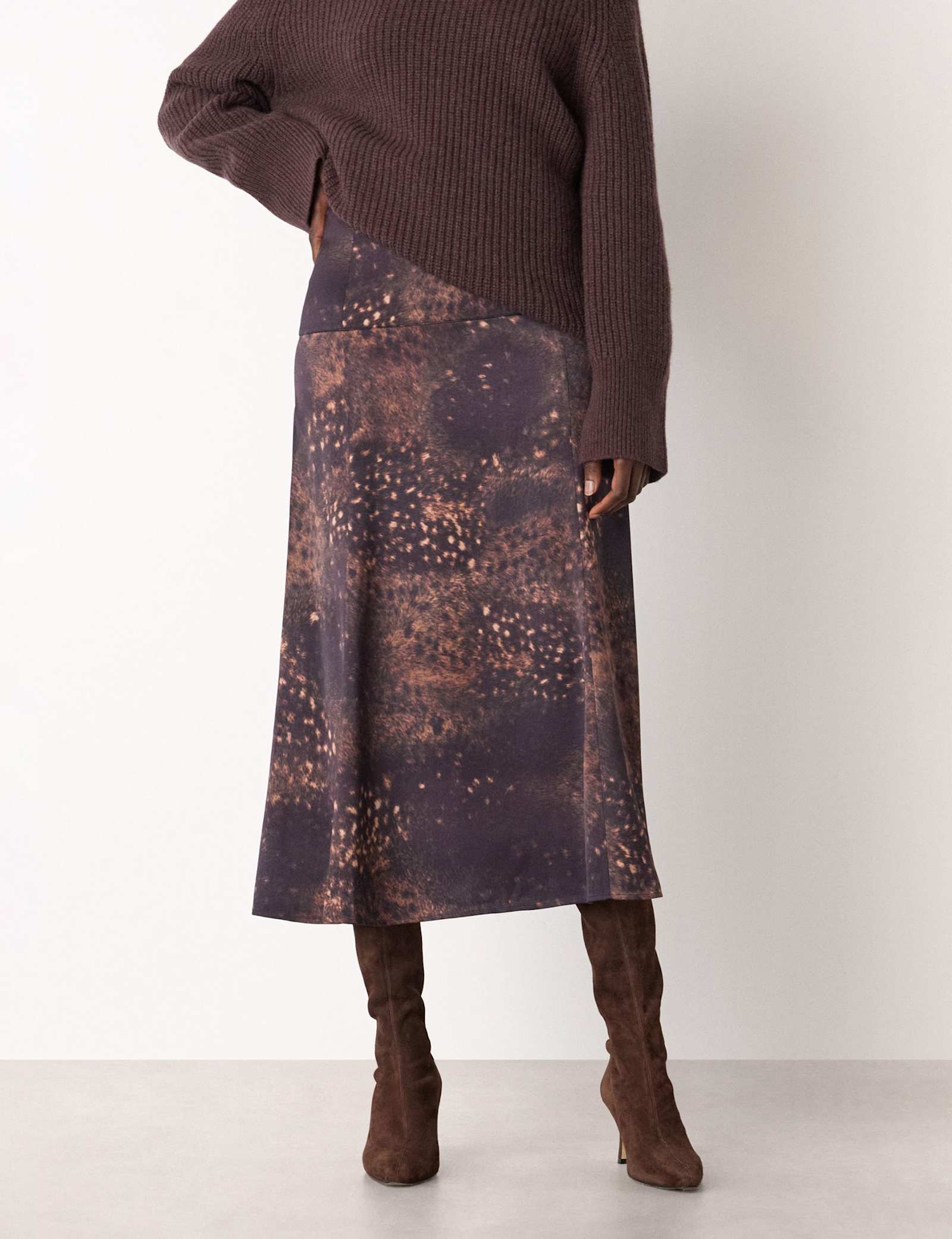 Spotted Animal Midi Slip Skirt - image 2
