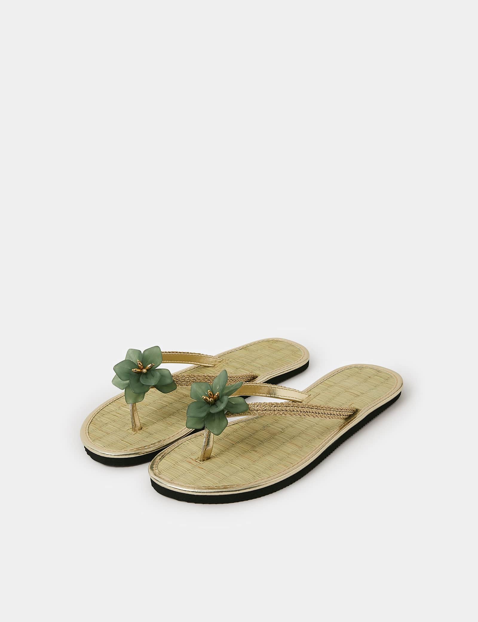 Floral Embellished Flat Flip Flops - image 3