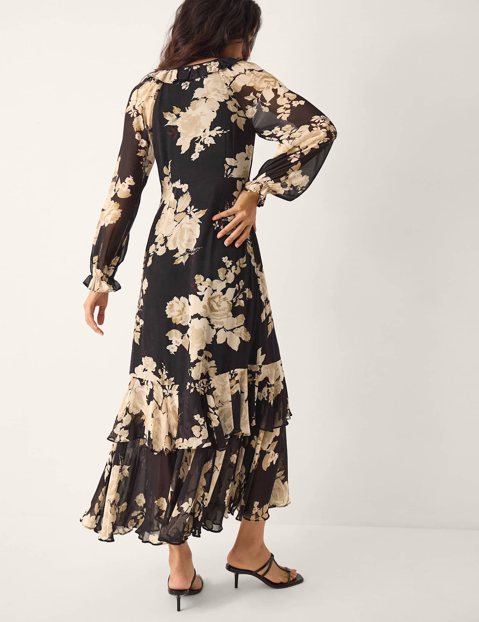 Floral V-Neck Ruffle Maxi Dress - image 4