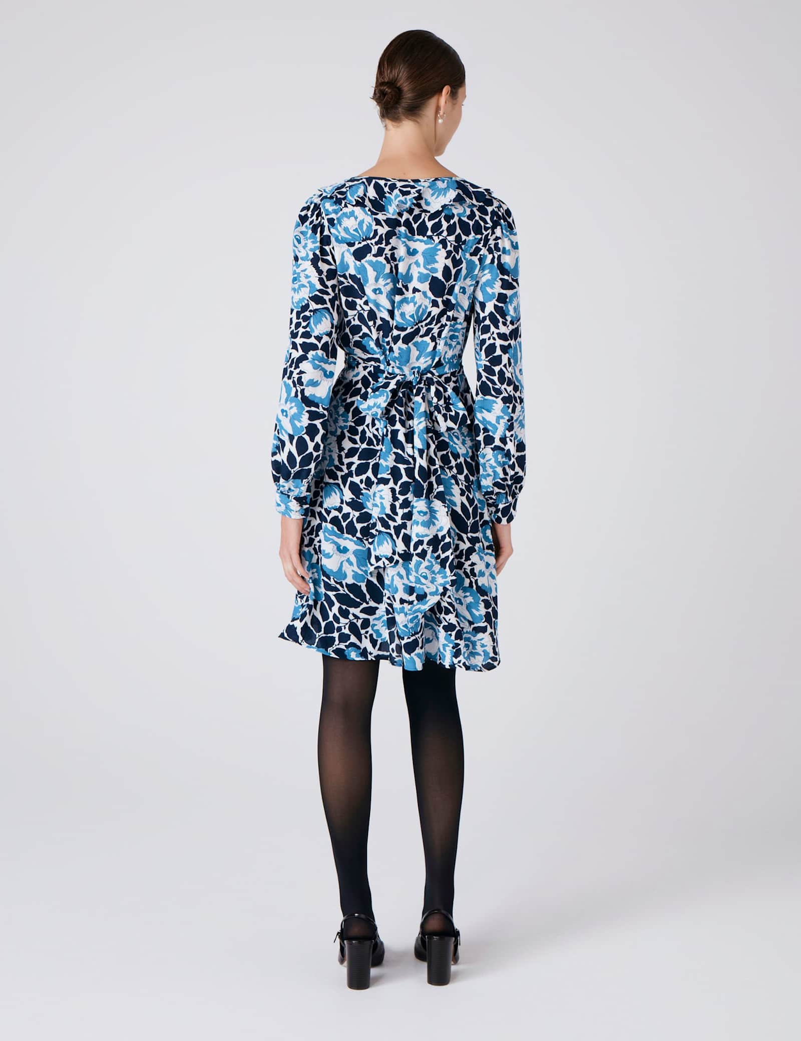 Crepe Floral V-Neck Mini Skater Dress - image 3