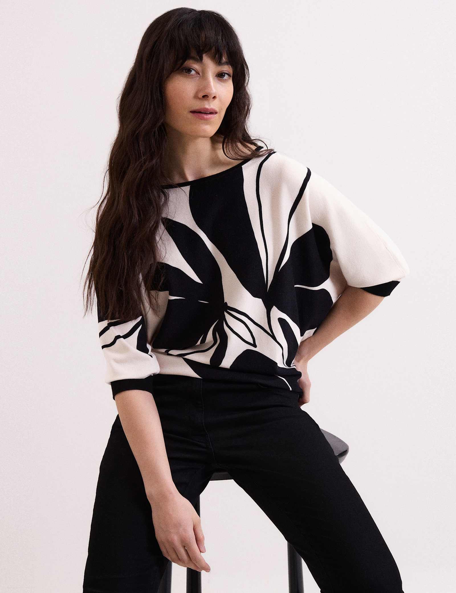 Floral Slash Neck Jumper - image 2