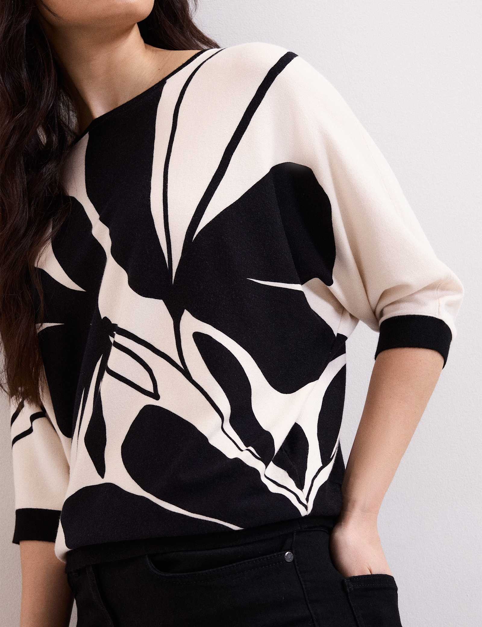 Floral Slash Neck Jumper - image 3