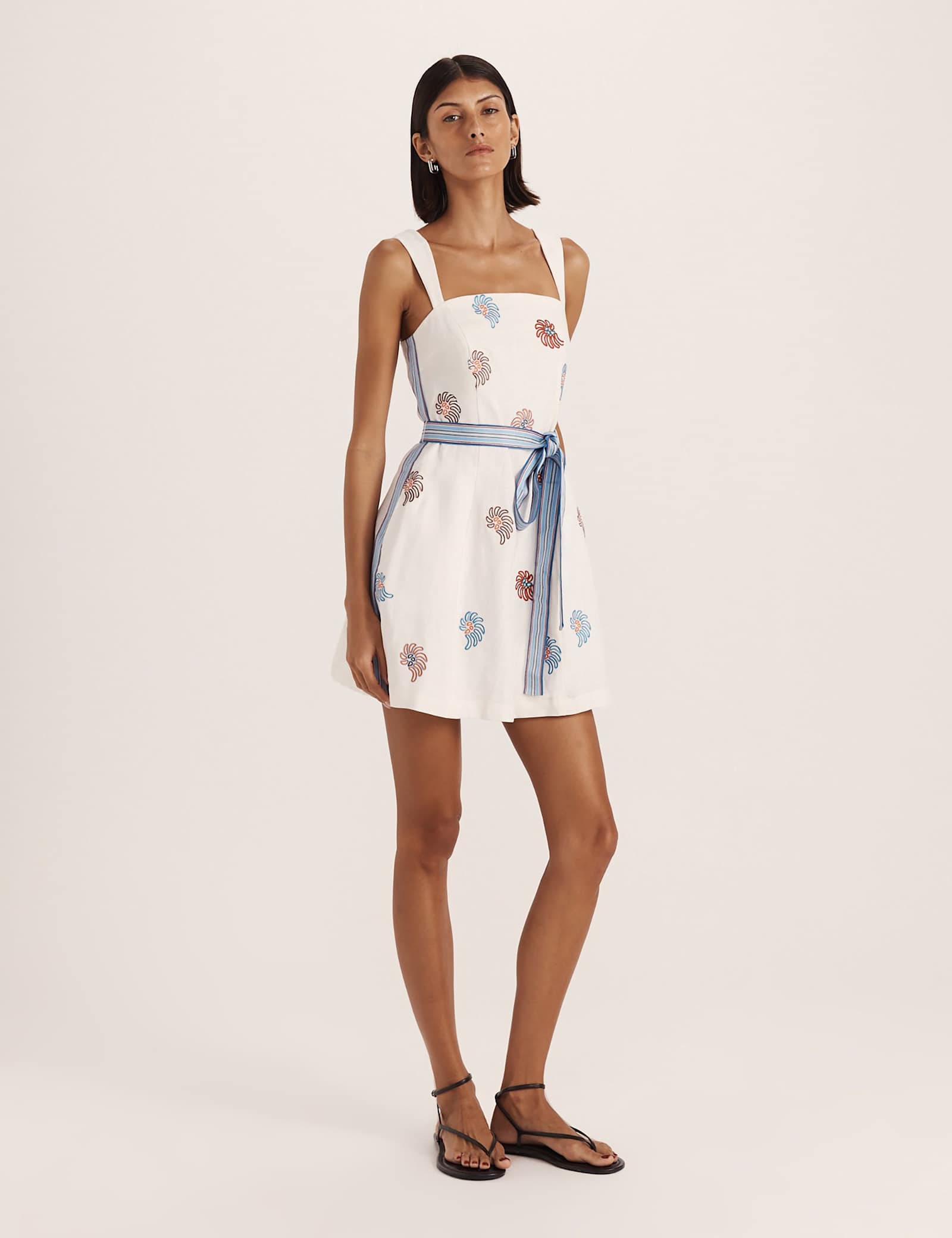 Pure Linen Square Neck Mini Smock Dress - image 5