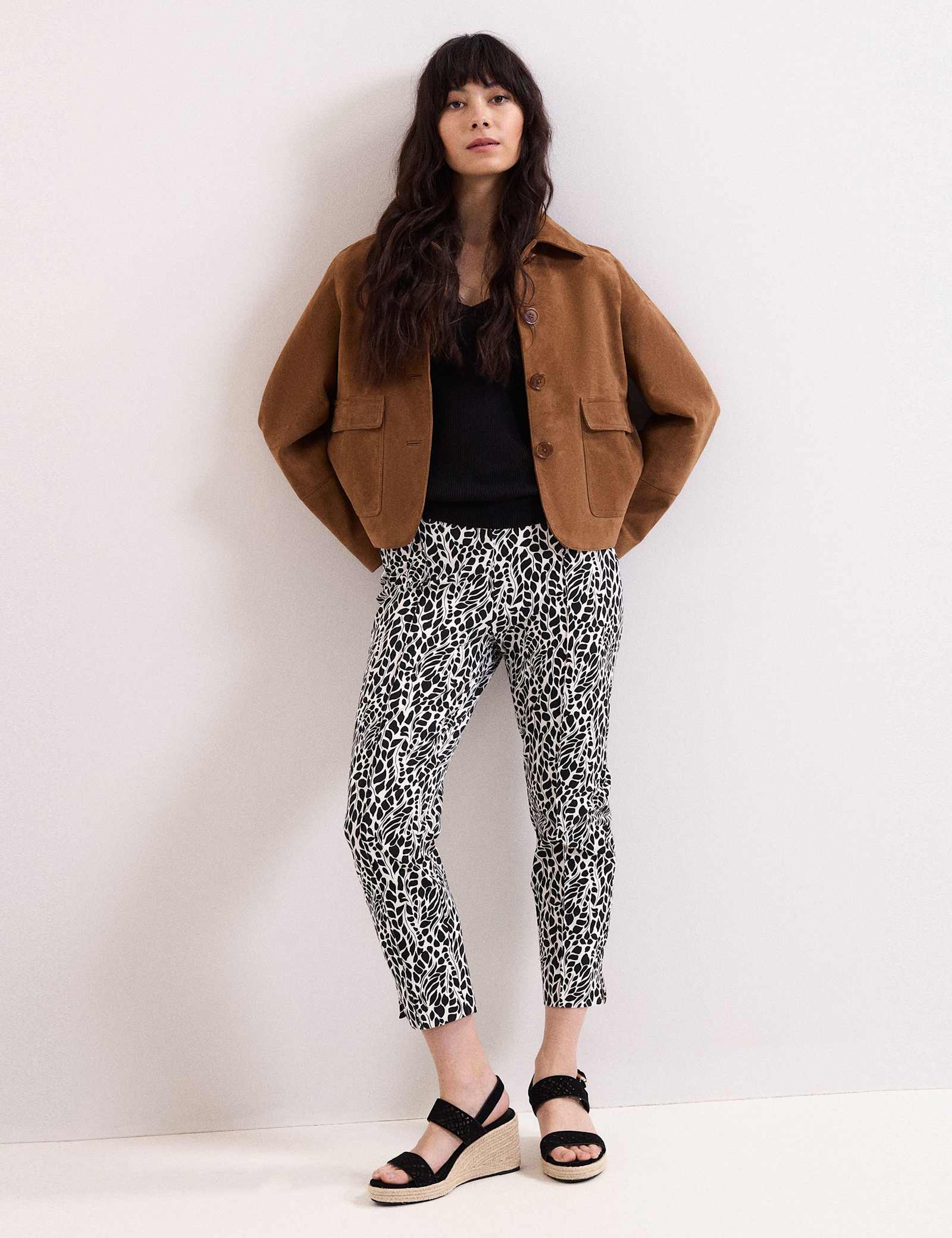 Printed Slim Fit Cropped Trousers - image 2
