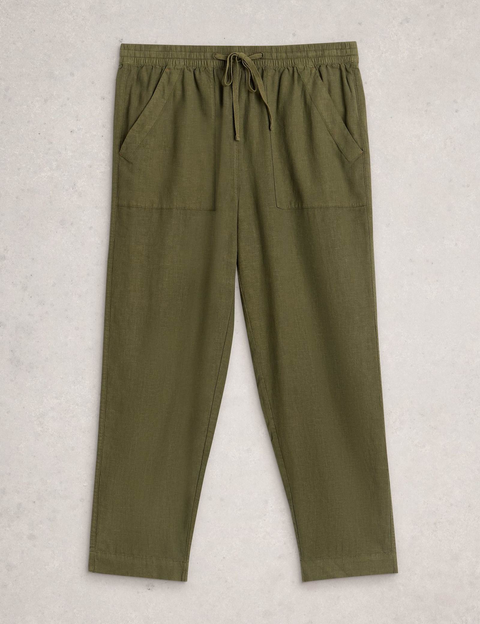 Linen Blend Leaf Print Tapered Trousers - image 2