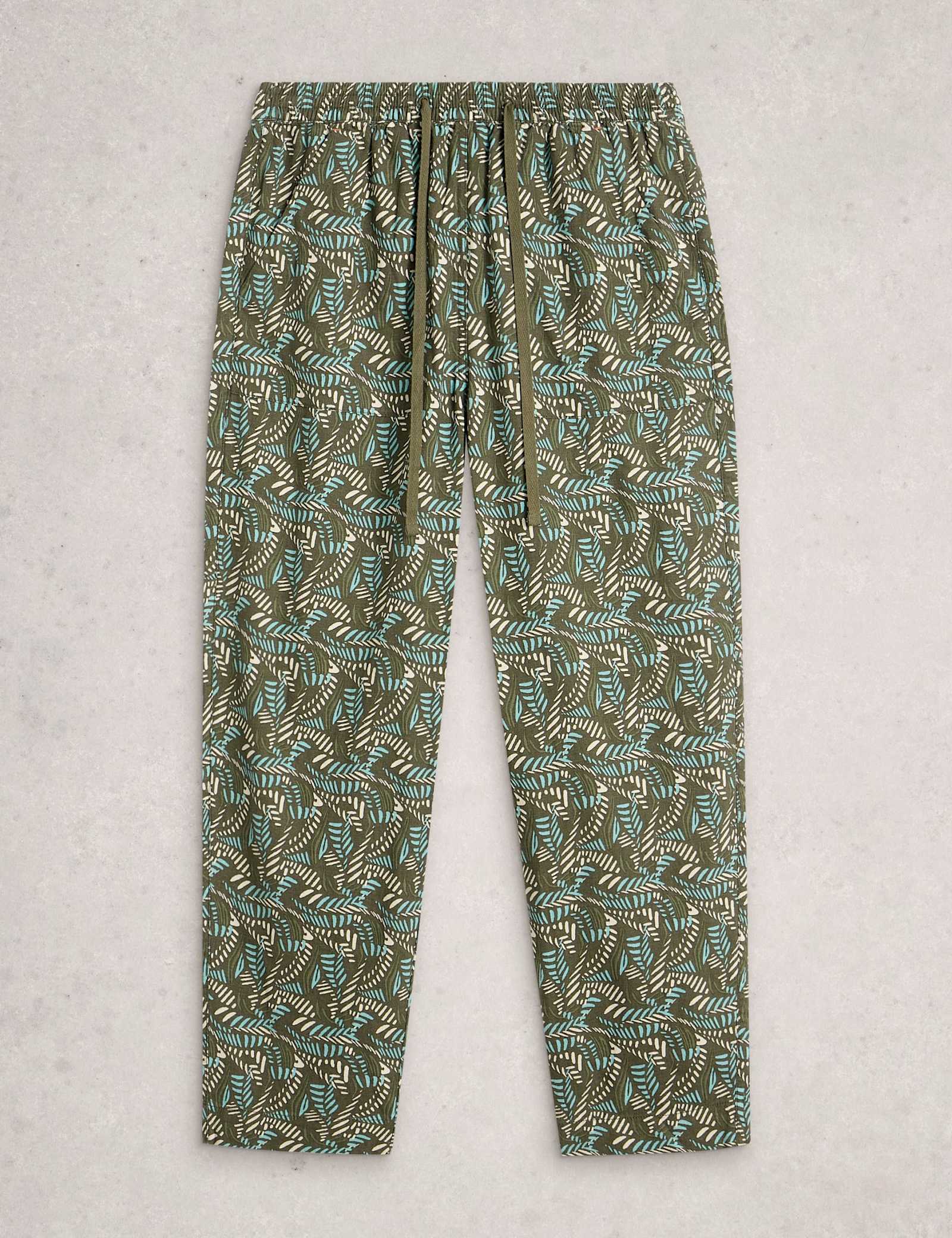 Linen Blend Leaf Print Tapered Trousers - image 3