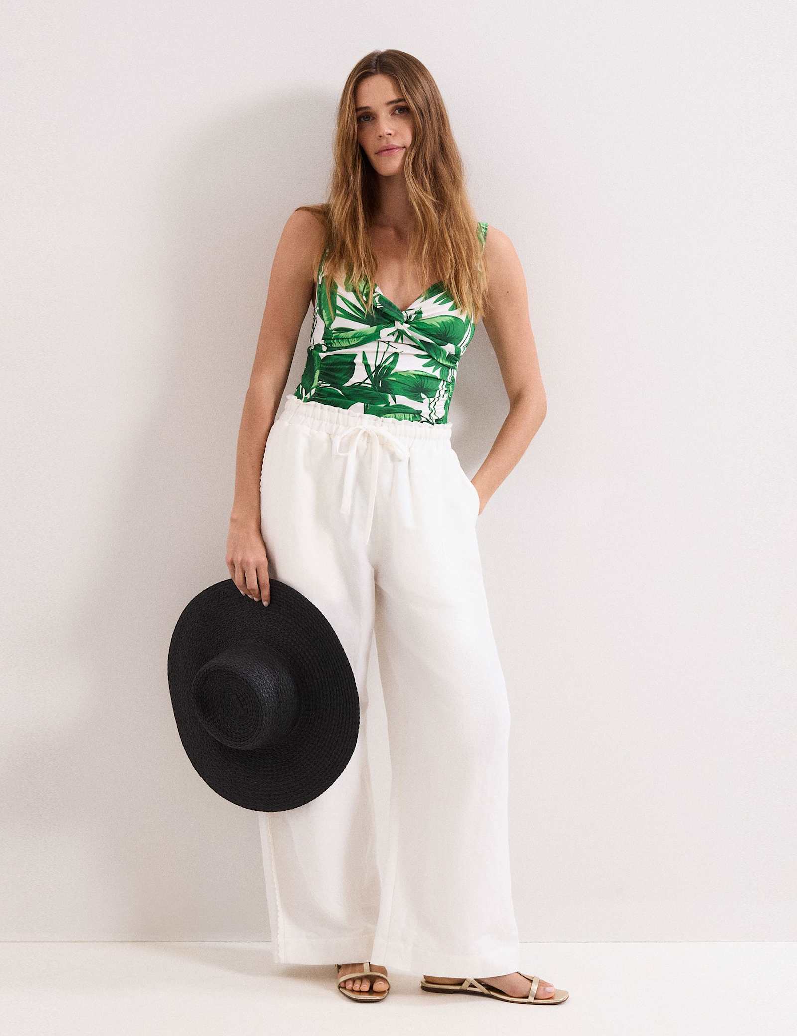 Palm Print Padded Sweetheart Neck Swimsuit - image 4