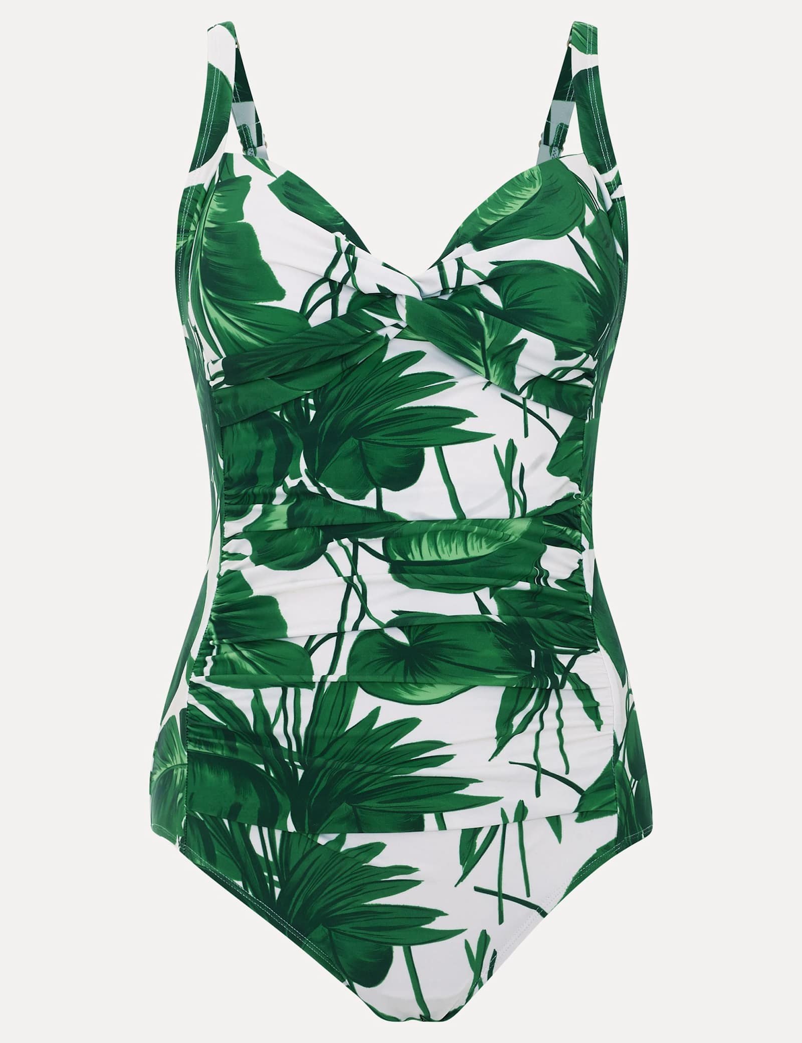 Palm Print Padded Sweetheart Neck Swimsuit - image 1