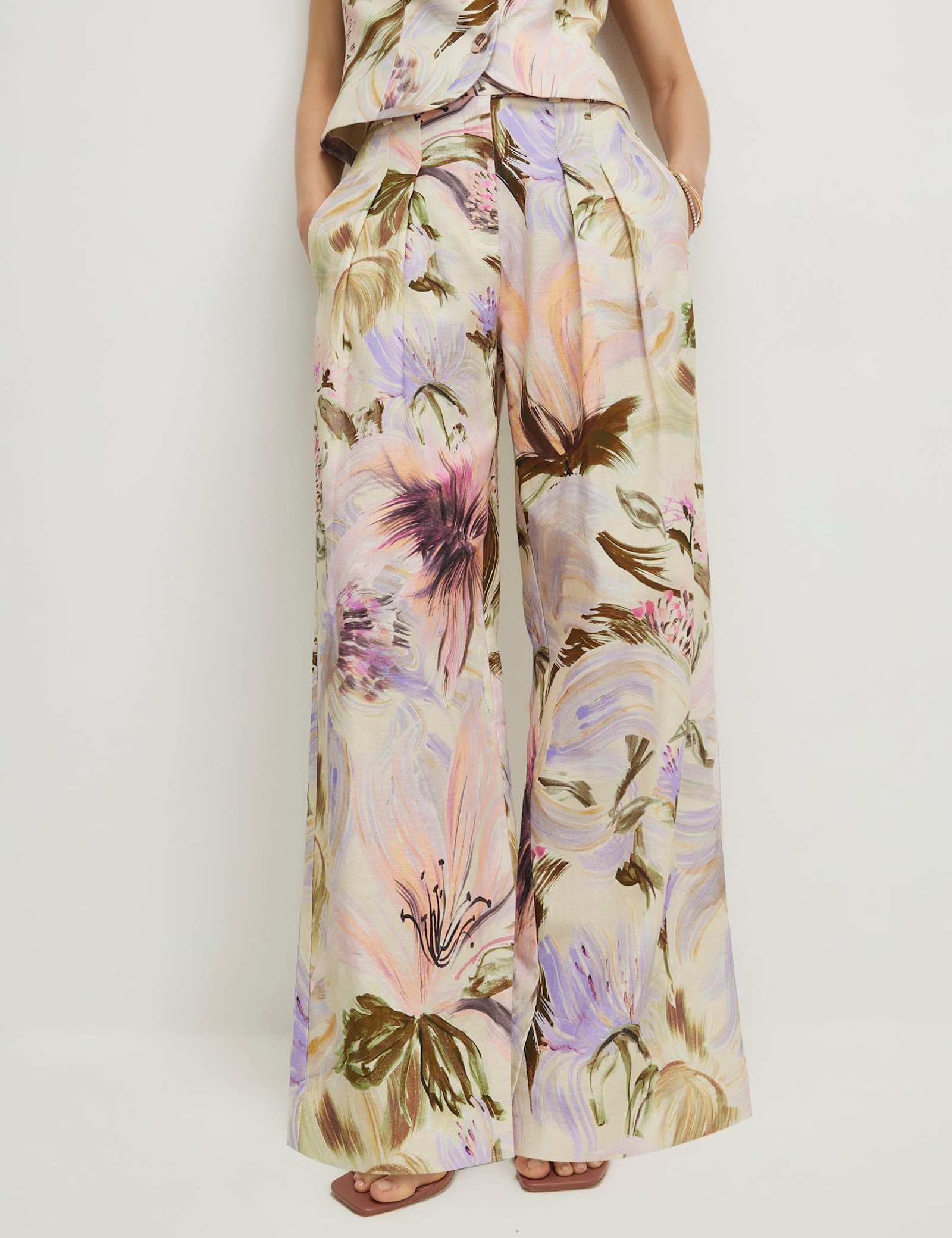 Cotton Rich Floral Wide Leg Trousers - image 4