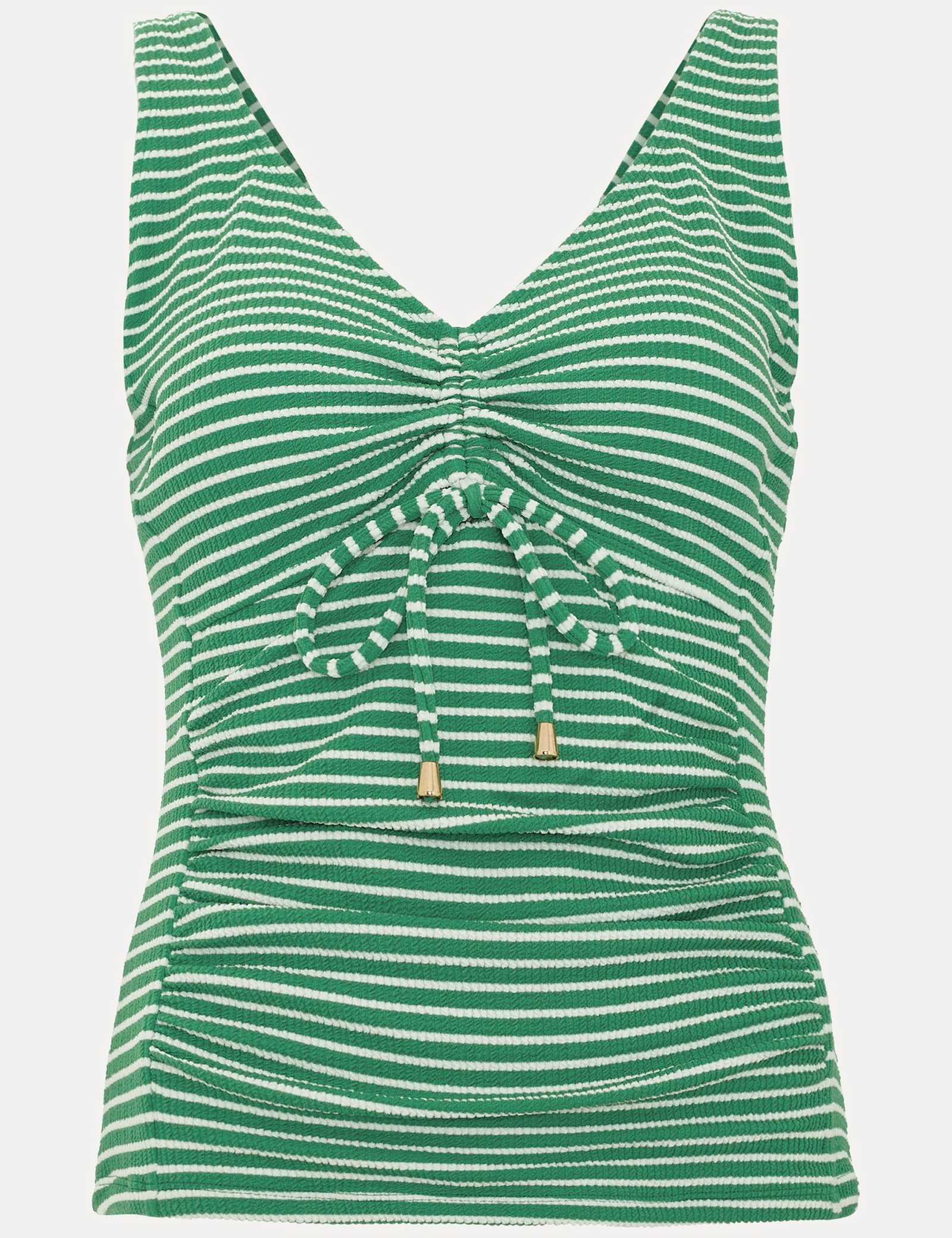 Striped Padded V-Neck Tankini Top - image 1
