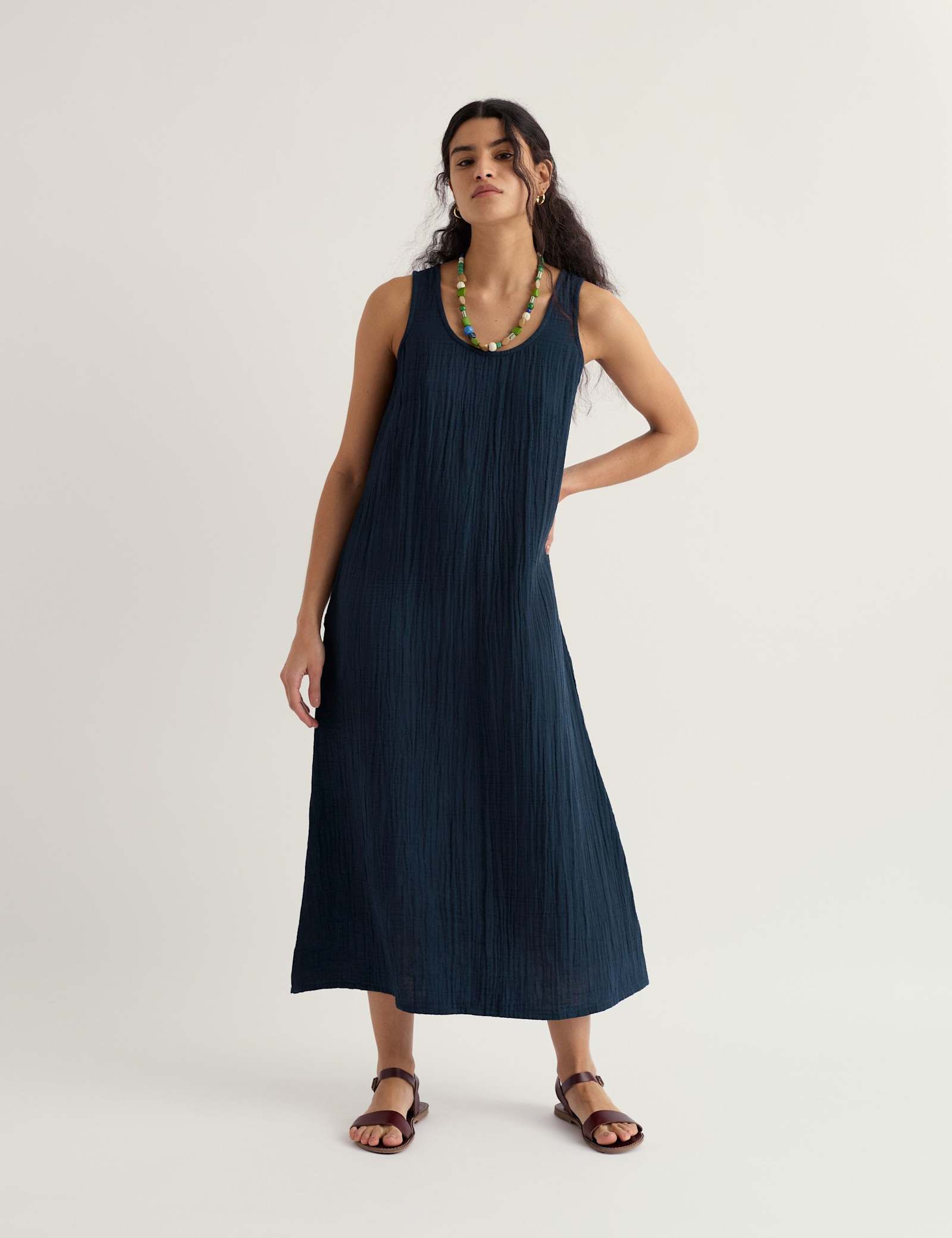 Pure Cotton Midi Shift Dress - image 2